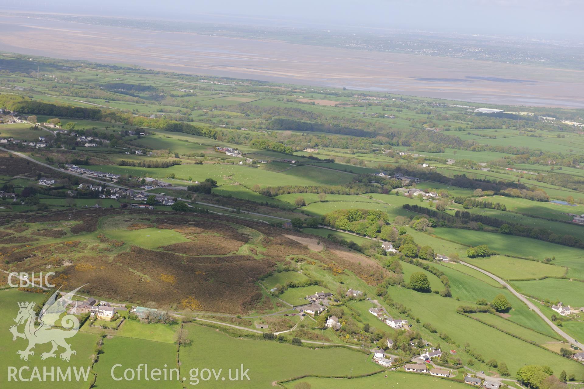 Moel-y-Gaer Hillfort, Halkyn, north west of Mold. Oblique aerial photograph taken during the Royal Commission?s programme of archaeological aerial reconnaissance by Toby Driver on 22nd May 2013.