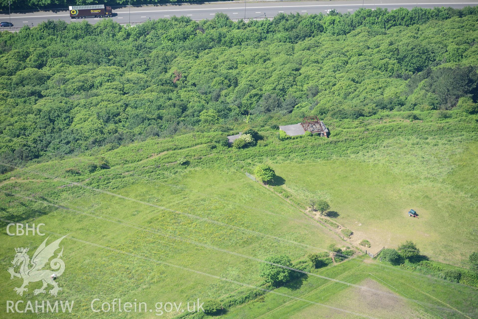 Swansea Radar Station. Oblique aerial photograph taken during the Royal Commission's programme of archaeological aerial reconnaissance by Toby Driver on 19th June 2015.