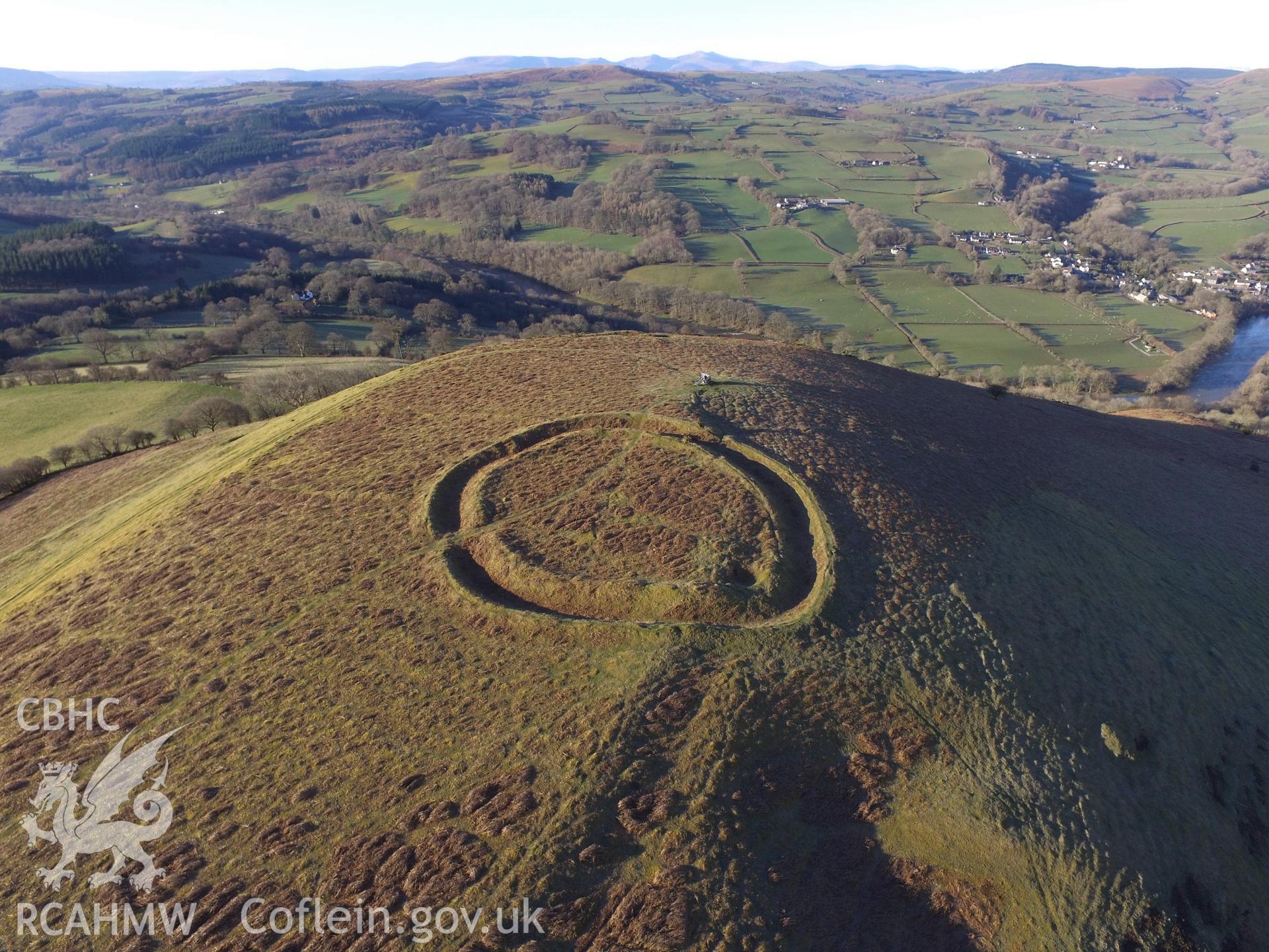 Colour photo showing view of Tywyn-y-Garth Defended Enclosure, taken by Paul R. Davis, 2018.