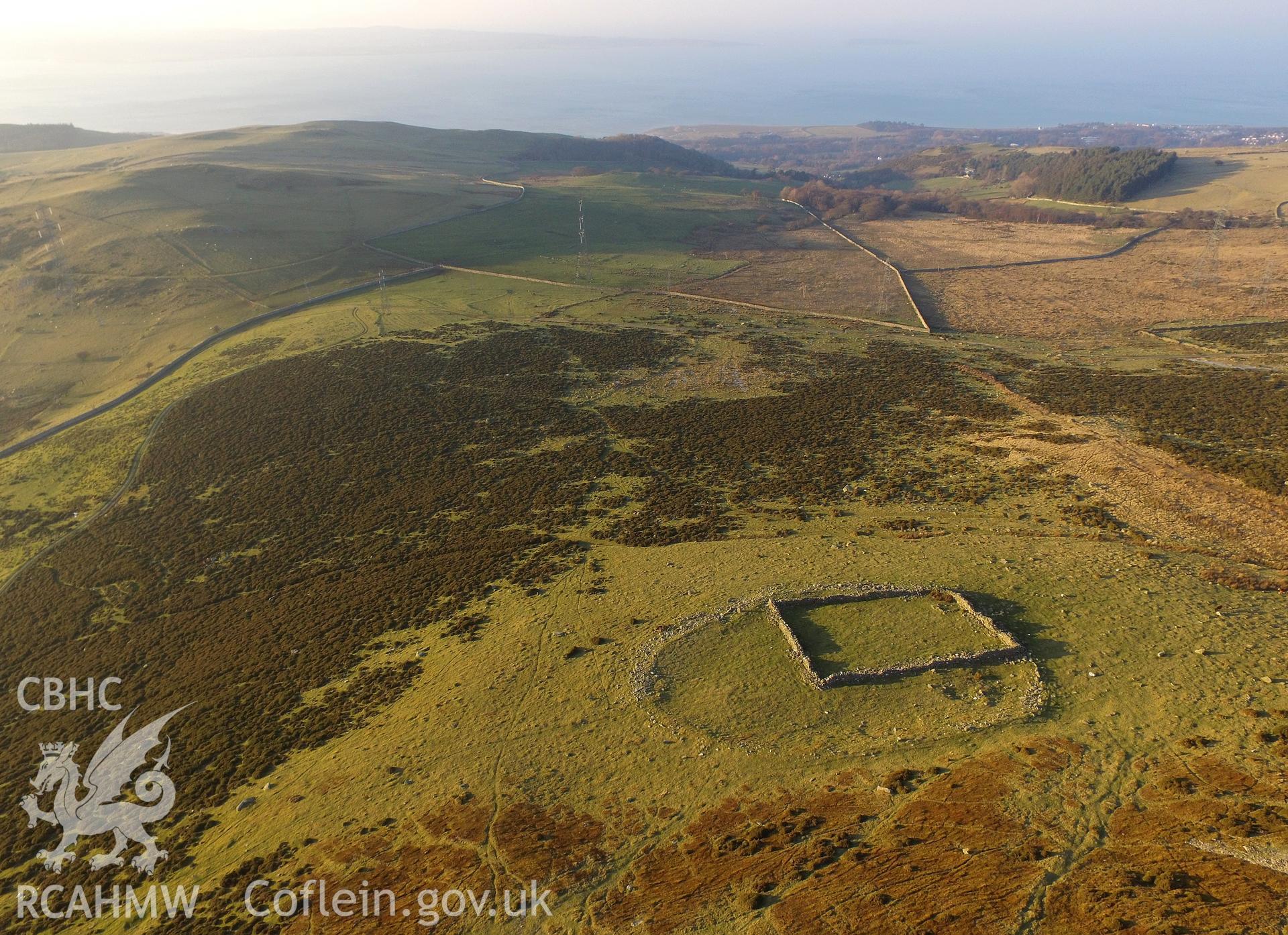 Photo showing view of Aber enclosure, taken by Paul R. Davis, February 2018.