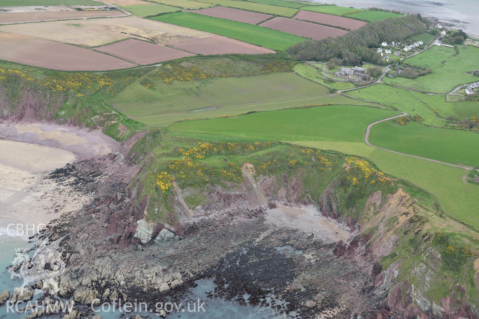 Great Castle Head, Dale. Baseline aerial reconnaissance survey for the CHERISH Project. ? Crown: CHERISH PROJECT 2017. Produced with EU funds through the Ireland Wales Co-operation Programme 2014-2020. All material made freely available through the Open Government Licence.