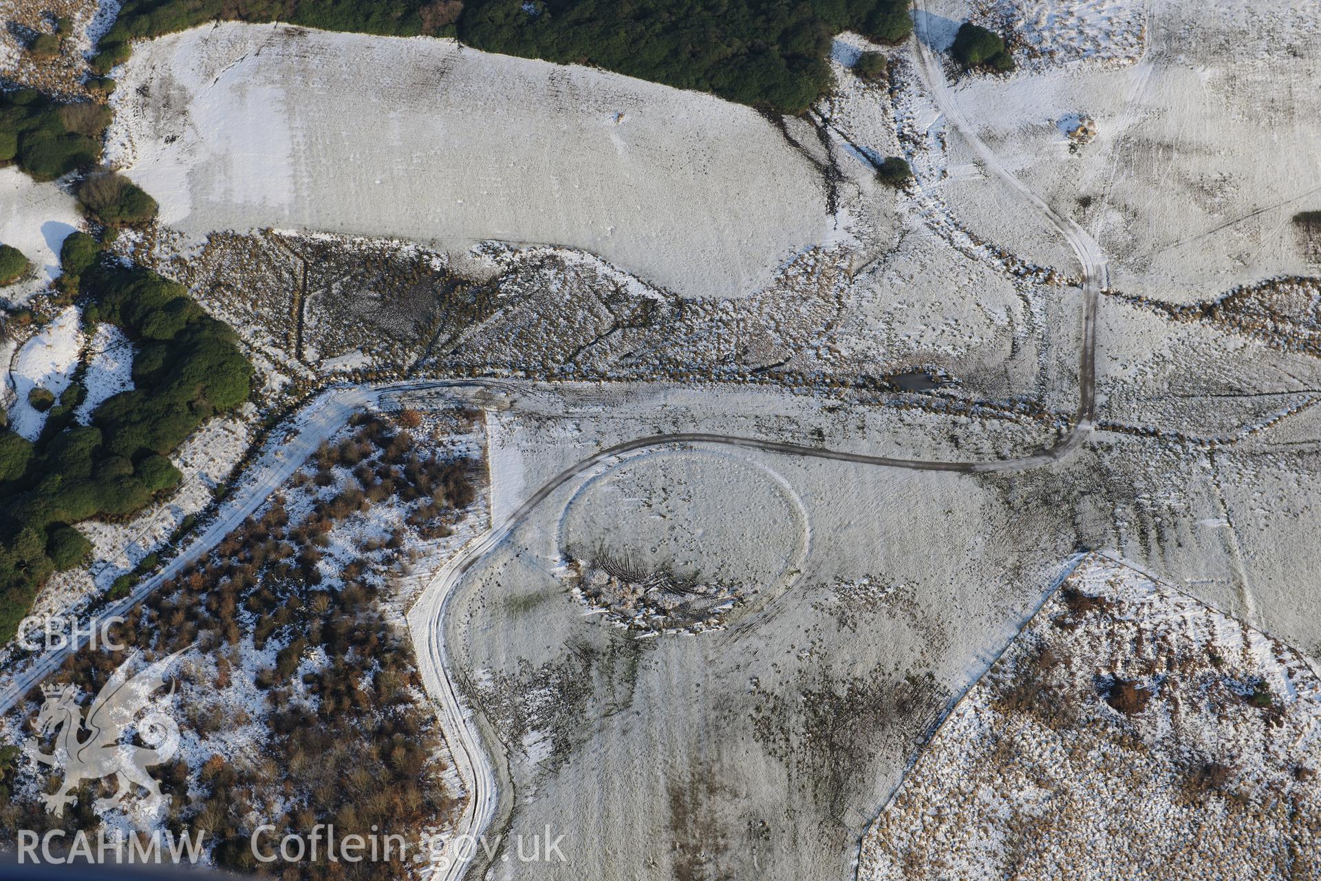 Margam Park garden enclosure, Margam, Port Talbot. Oblique aerial photograph taken during the Royal Commission?s programme of archaeological aerial reconnaissance by Toby Driver on 24th January 2013.