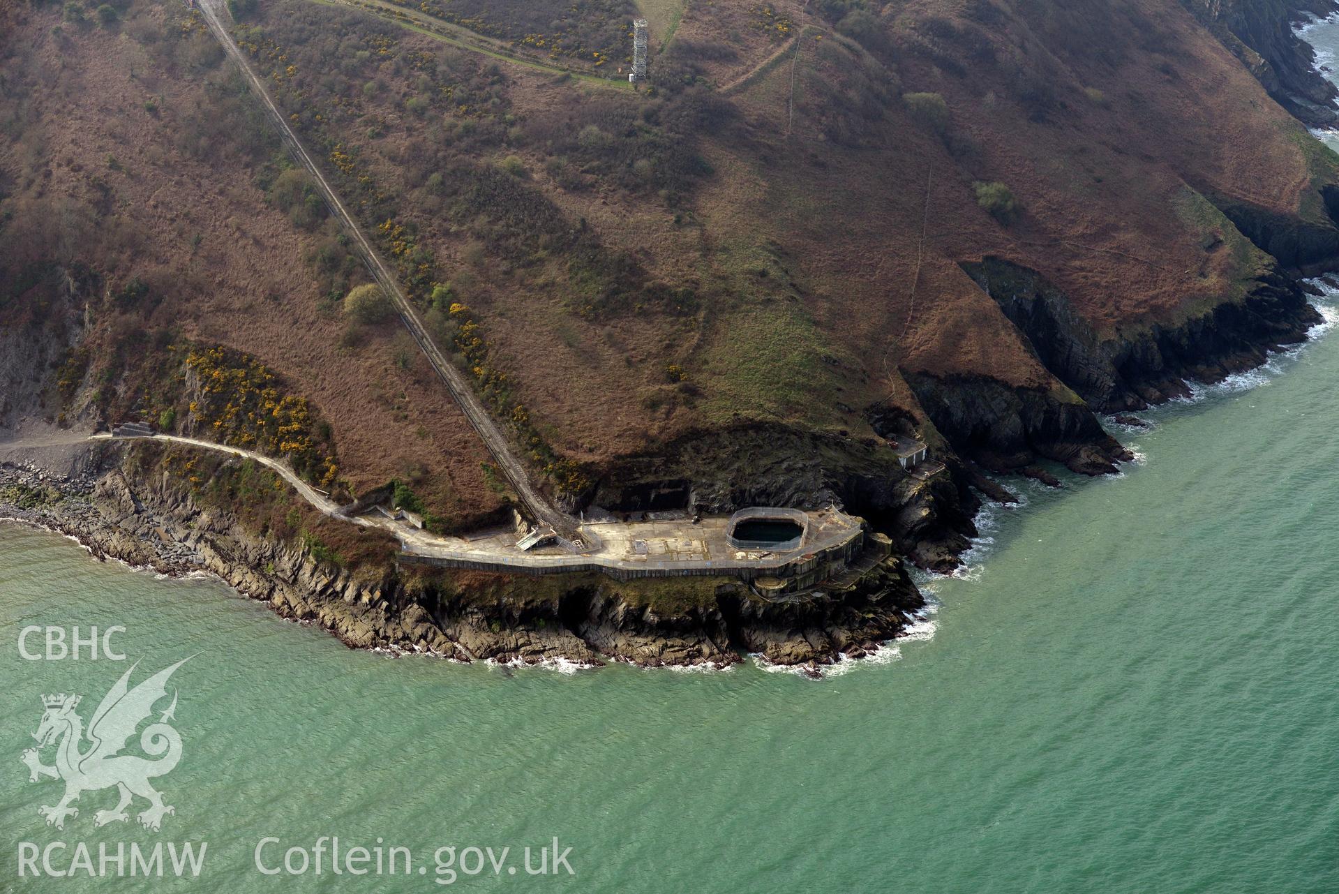 Royal Commission aerial photograph of Aberporth Range taken on 27th March 2017. Baseline aerial reconnaissance survey for the CHERISH Project. ? Crown: CHERISH PROJECT 2017. Produced with EU funds through the Ireland Wales Co-operation Programme 2014-2020. All material made freely available through the Open Government Licence.