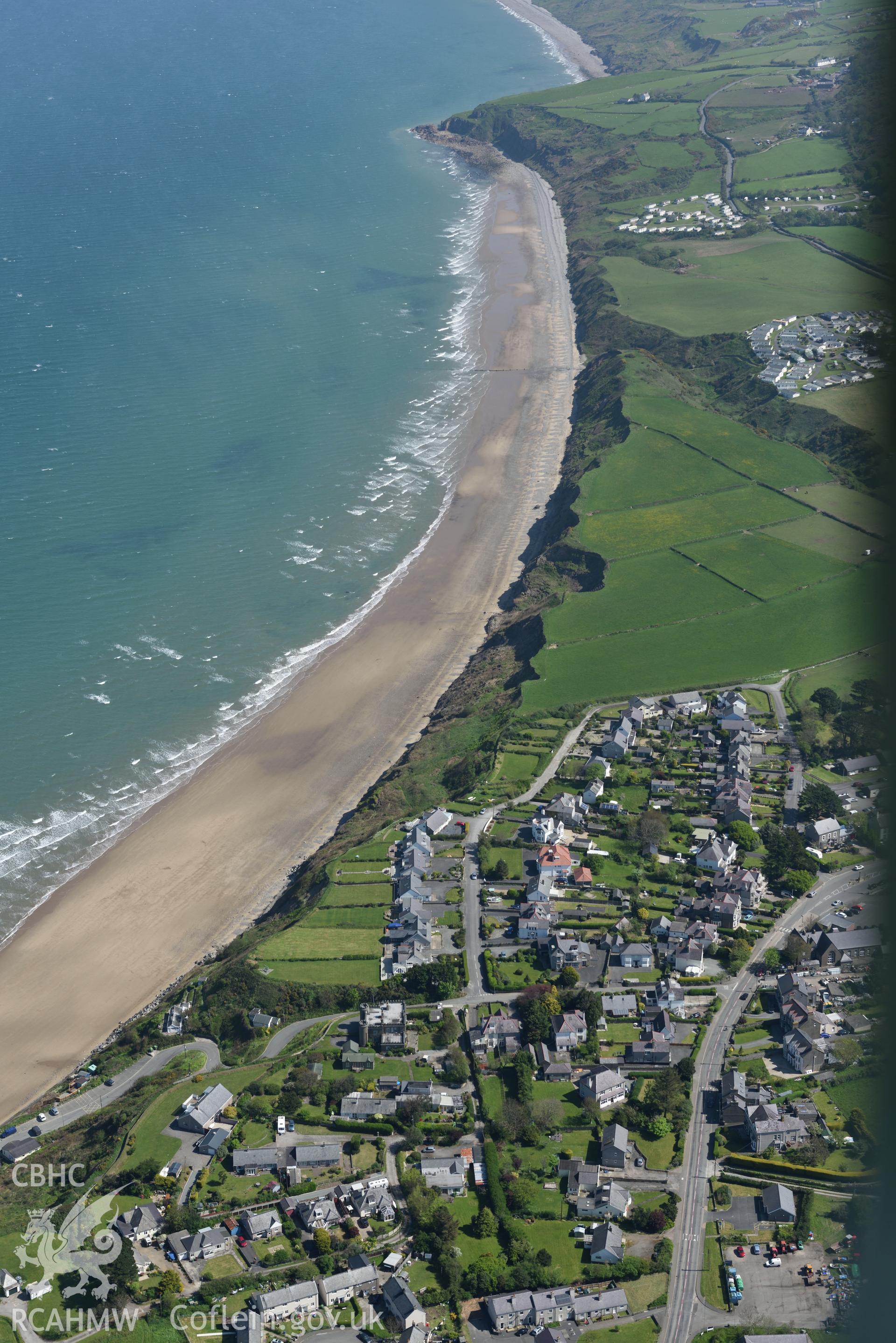 Aerial photography of Nefyn taken on 3rd May 2017.  Baseline aerial reconnaissance survey for the CHERISH Project. ? Crown: CHERISH PROJECT 2017. Produced with EU funds through the Ireland Wales Co-operation Programme 2014-2020. All material made freely available through the Open Government Licence.