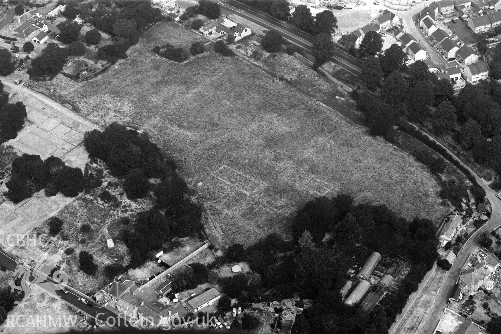 Royal Commission aerial photography of Caerwent Roman city taken during drought conditions on 22nd July 2013.