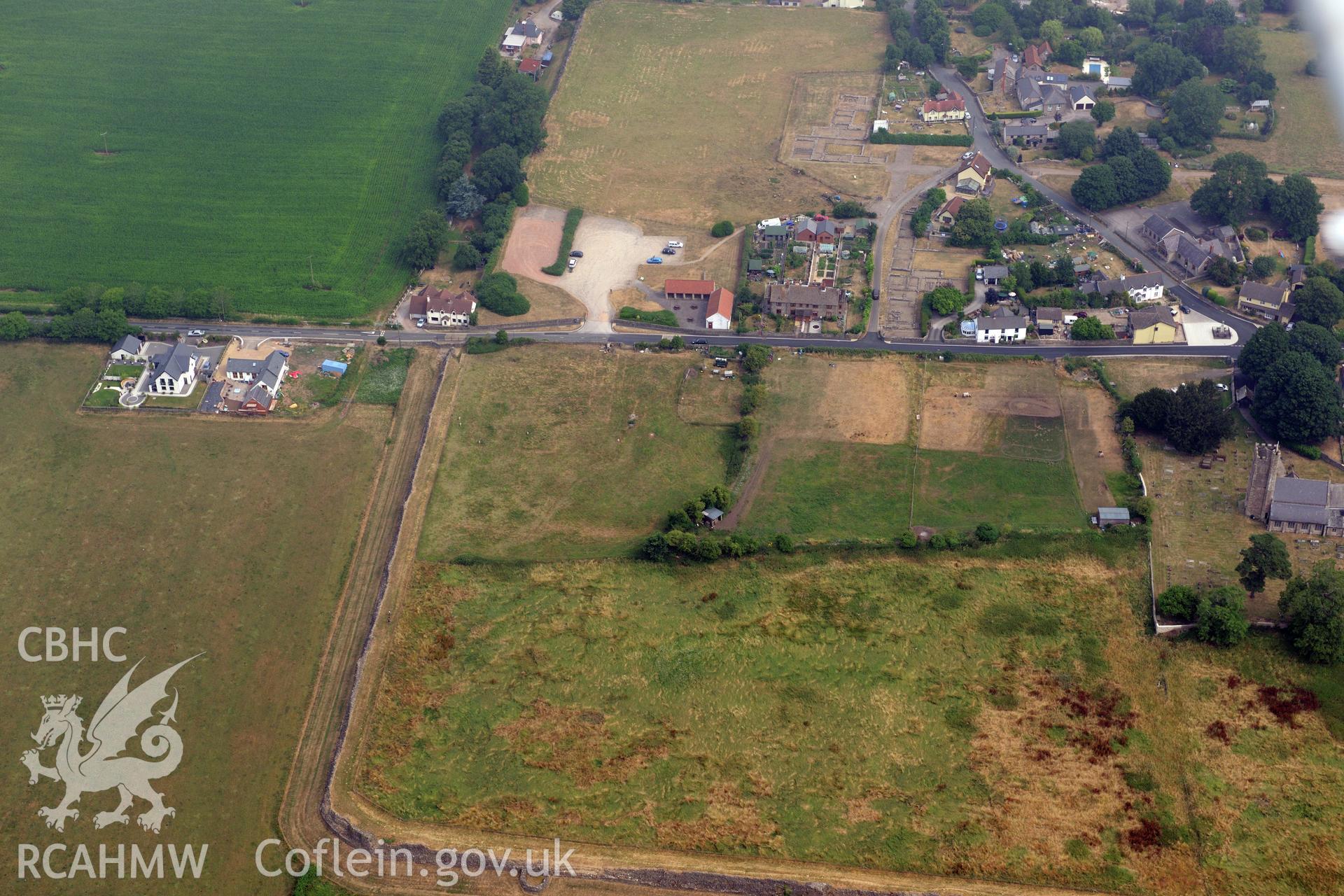 Royal Commission aerial photography of Caerwent Roman city taken during drought conditions on 22nd July 2013.