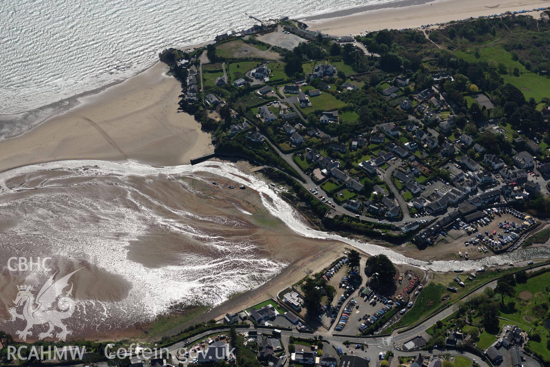 Aerial photography of Abersoch taken on 3rd May 2017.  Baseline aerial reconnaissance survey for the CHERISH Project. ? Crown: CHERISH PROJECT 2017. Produced with EU funds through the Ireland Wales Co-operation Programme 2014-2020. All material made free