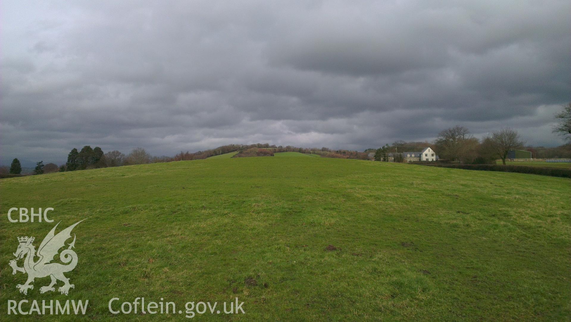 Digital colour photograph of the Pwllmelyn battlefield. Photographed during Phase Three of the Welsh Battlefield Metal Detector Survey, carried out by Archaeology Wales, 2012-2014. Project code: 2041 - WBS/12/SUR.