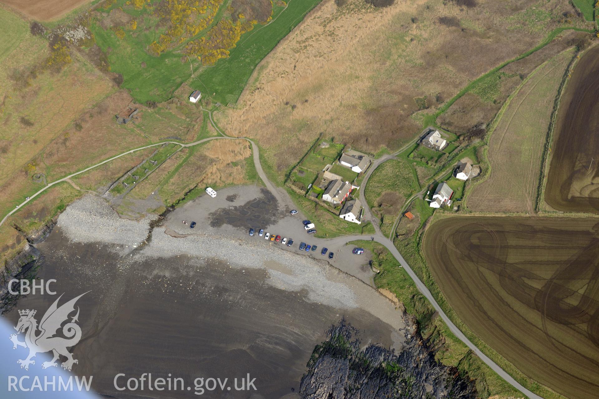 Royal Commission aerial photograph of Abereiddi/Abereiddy taken on 27th March 2017. Baseline aerial reconnaissance survey for the CHERISH Project. ? Crown: CHERISH PROJECT 2017. Produced with EU funds through the Ireland Wales Co-operation Programme 2014-2020. All material made freely available through the Open Government Licence.