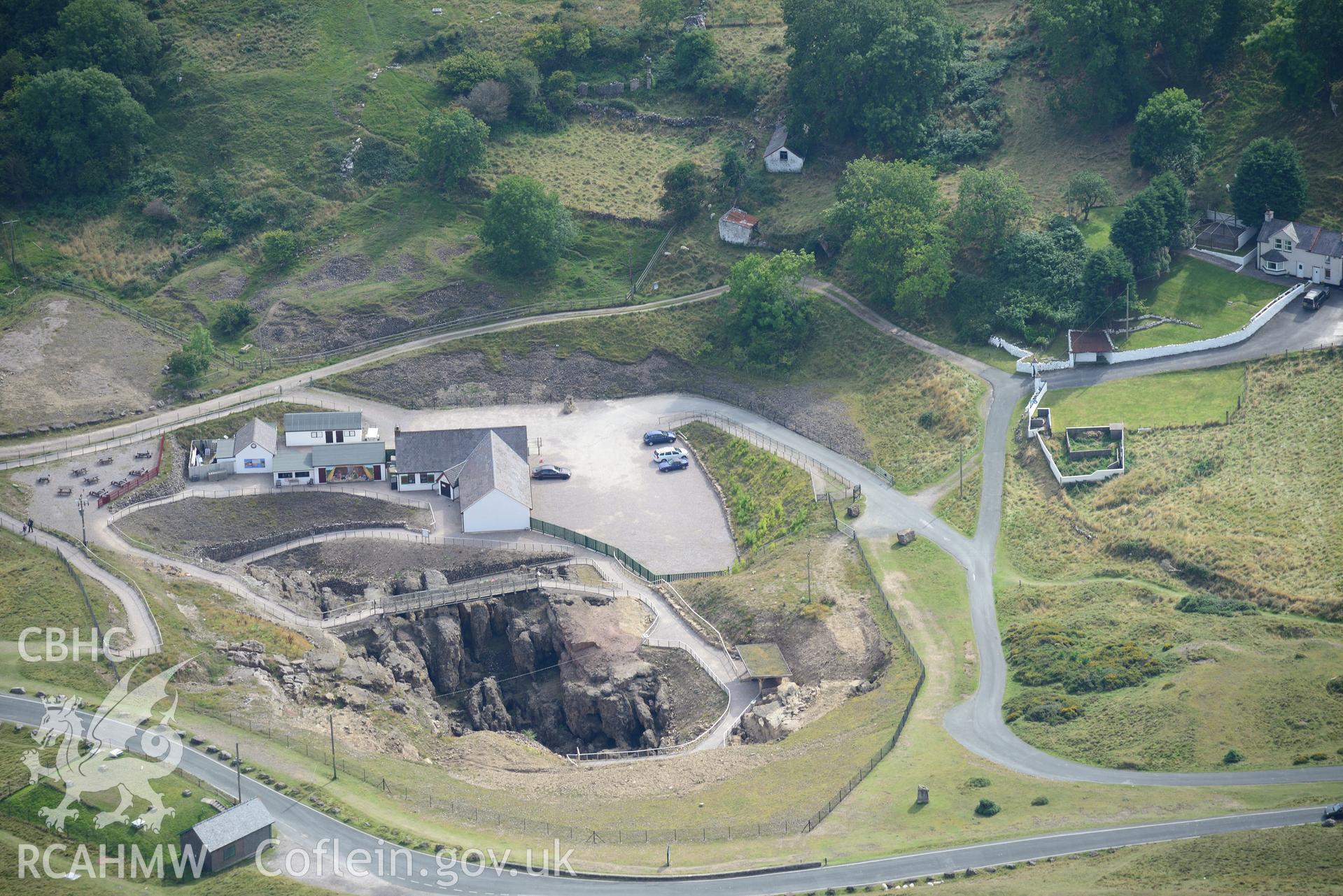 The Great Orme copper mine. Oblique aerial photograph taken during the Royal Commission's programme of archaeological aerial reconnaissance by Toby Driver on 11th September 2015.