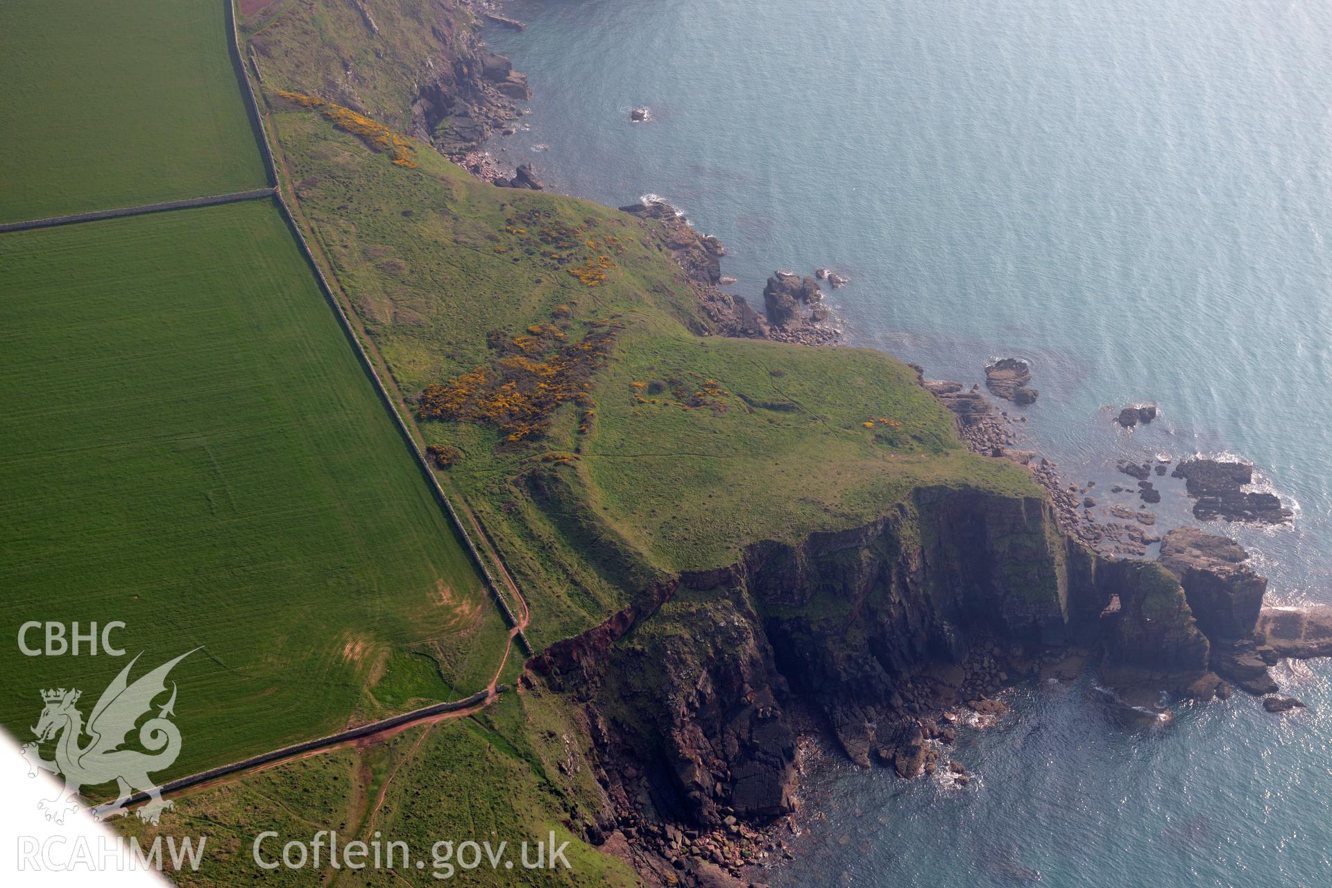 Aerial photography of Tower Point taken on 27th March 2017. Baseline aerial reconnaissance survey for the CHERISH Project. ? Crown: CHERISH PROJECT 2017. Produced with EU funds through the Ireland Wales Co-operation Programme 2014-2020. All material made freely available through the Open Government Licence.