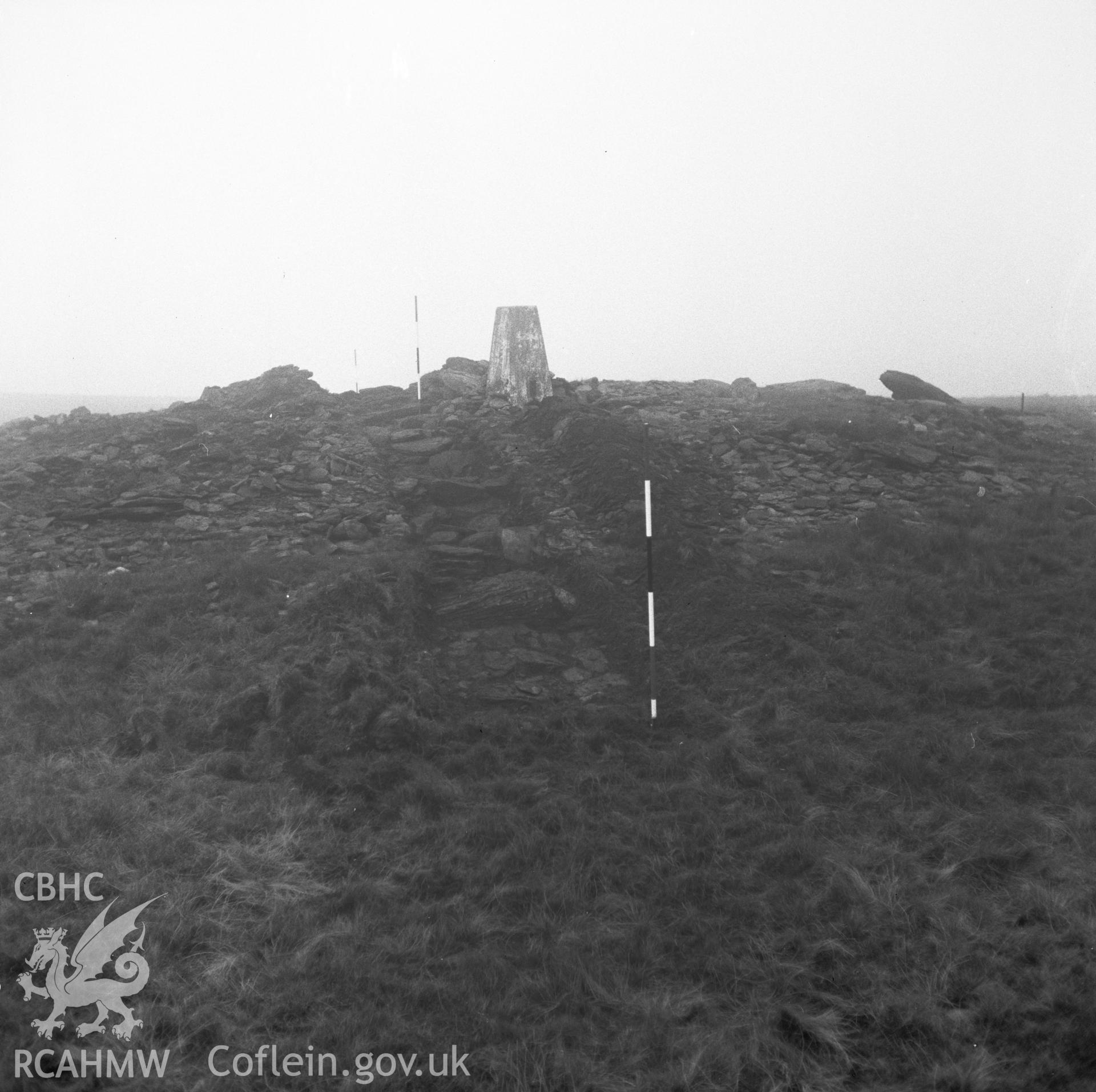 Digital copy of a black and white negative showing Carn Bugail, Gelligaer, taken 1st December 1965.