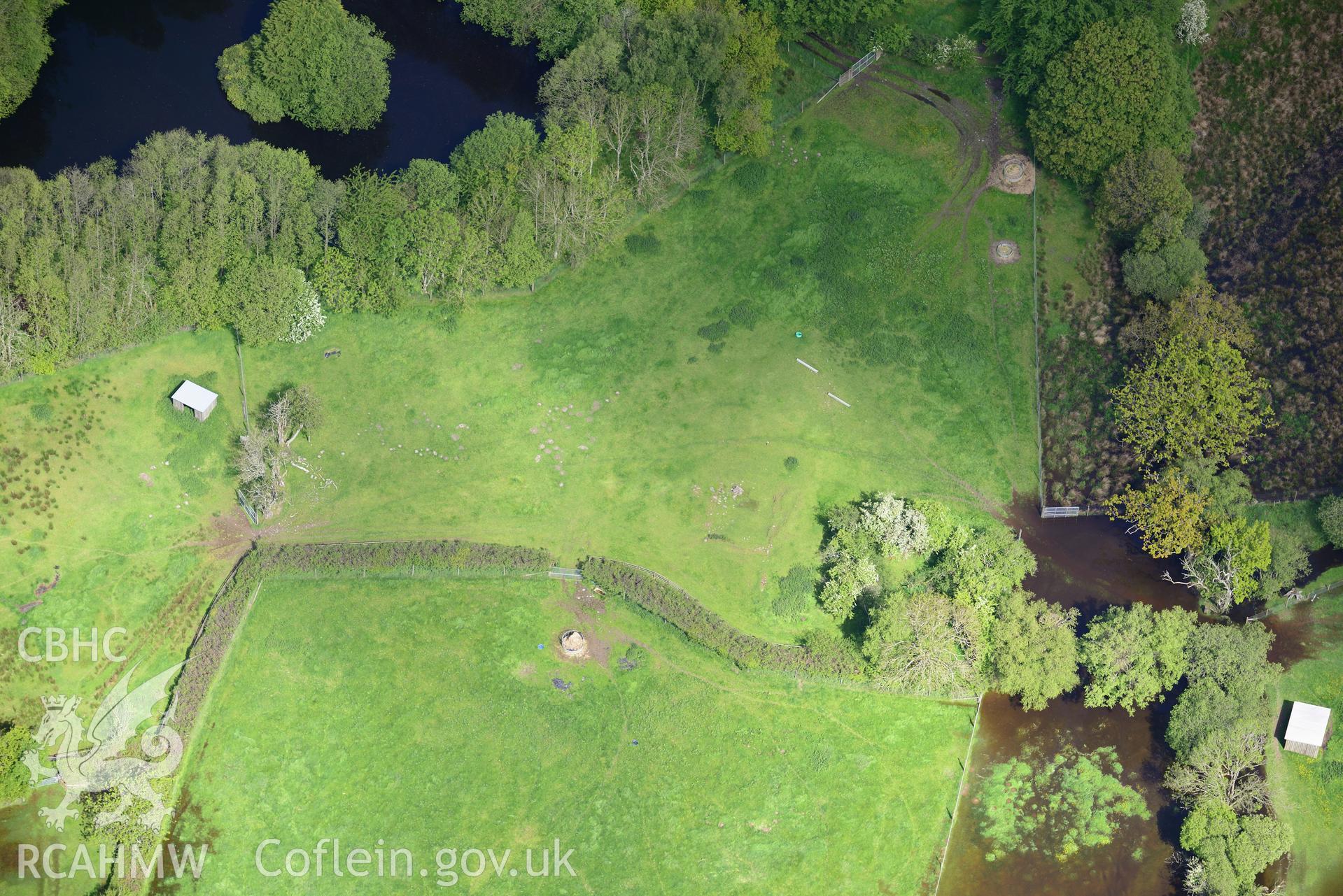 Llanio Roman Bathhouse. Oblique aerial photograph taken during the Royal Commission's programme of archaeological aerial reconnaissance by Toby Driver on 3rd June 2015.