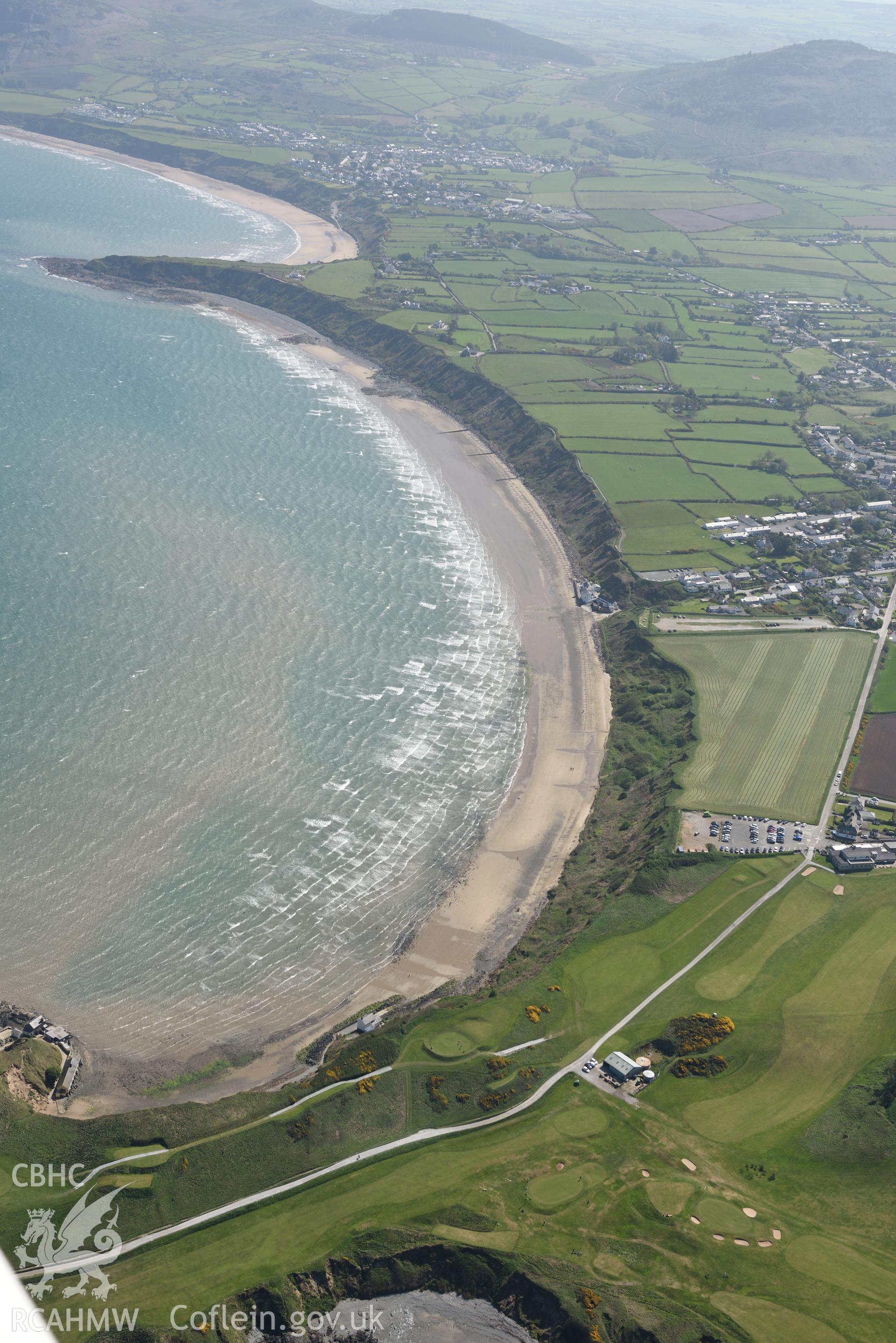 Aerial photography of Trwyn Porth Dinllaen taken on 3rd May 2017.  Baseline aerial reconnaissance survey for the CHERISH Project. ? Crown: CHERISH PROJECT 2017. Produced with EU funds through the Ireland Wales Co-operation Programme 2014-2020. All material made freely available through the Open Government Licence.