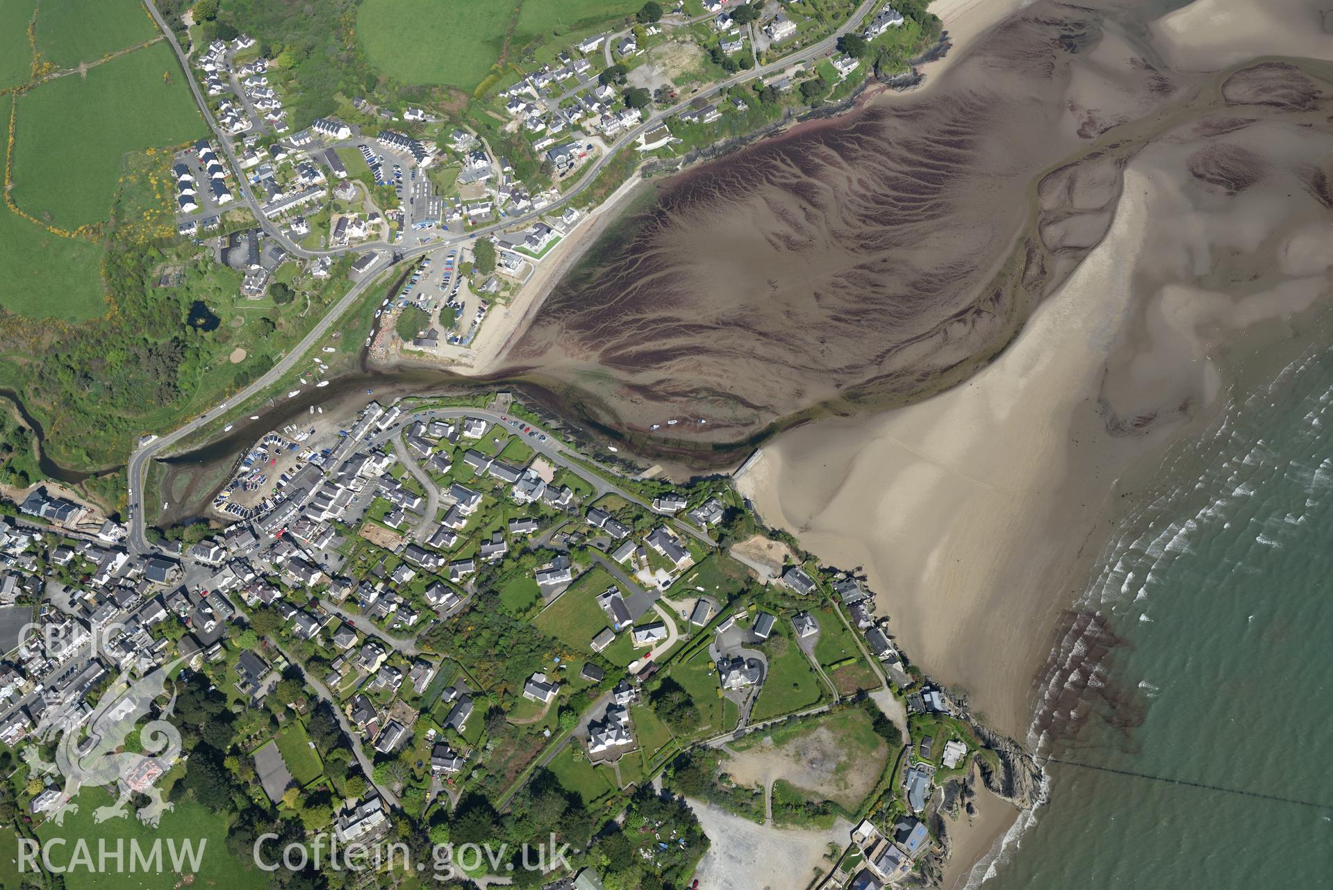 Aerial photography of Abersoch taken on 3rd May 2017.  Baseline aerial reconnaissance survey for the CHERISH Project. ? Crown: CHERISH PROJECT 2017. Produced with EU funds through the Ireland Wales Co-operation Programme 2014-2020. All material made free