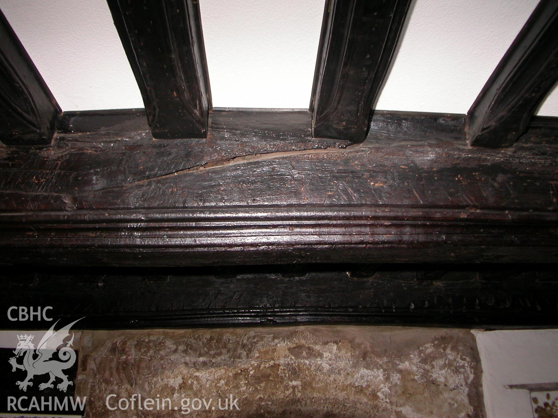 Photographic survey showing ceiling at Church House, Mitchel Troy, by Geoff Ward, 2005.