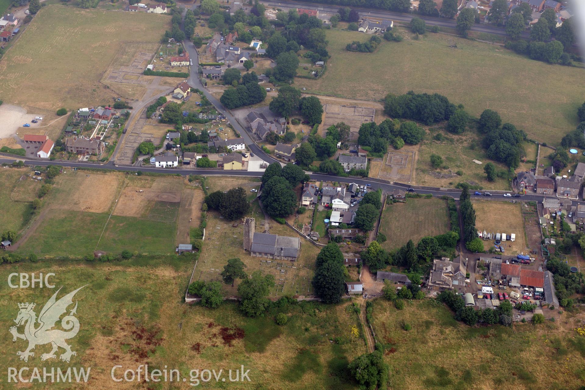 Royal Commission aerial photography of Caerwent Roman city taken during drought conditions on 22nd July 2013.