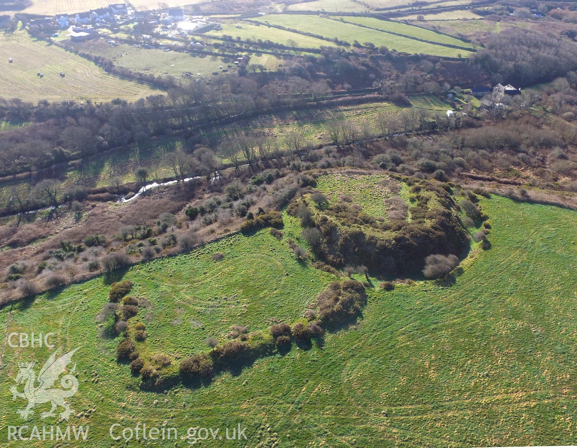 Colour photo showing view of Parc y Castell, taken by Paul R. Davis, 2018.