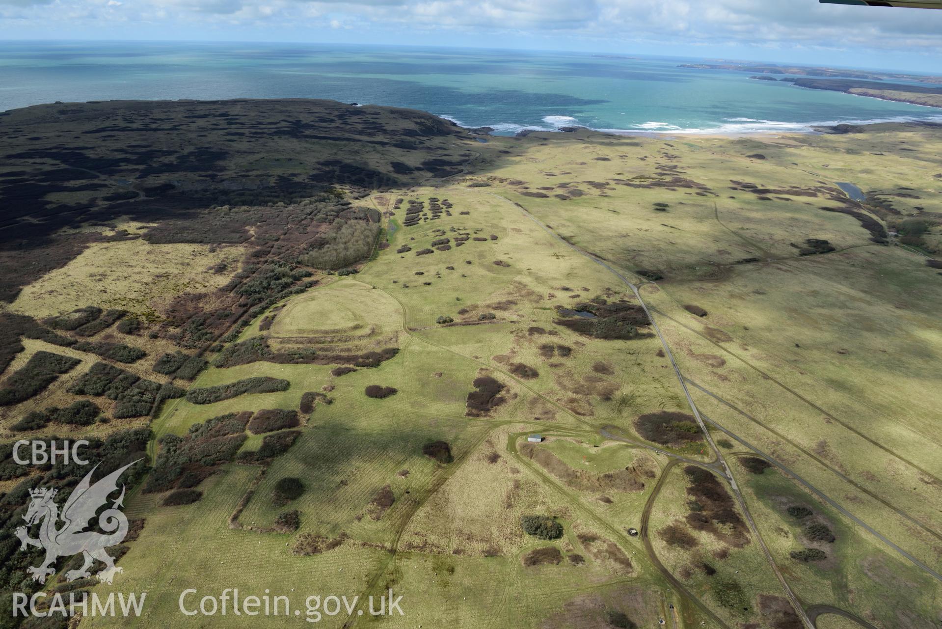 Bulliber Hill Camp. Baseline aerial reconnaissance survey for the CHERISH Project. ? Crown: CHERISH PROJECT 2018. Produced with EU funds through the Ireland Wales Co-operation Programme 2014-2020. All material made freely available through the Open Government Licence.