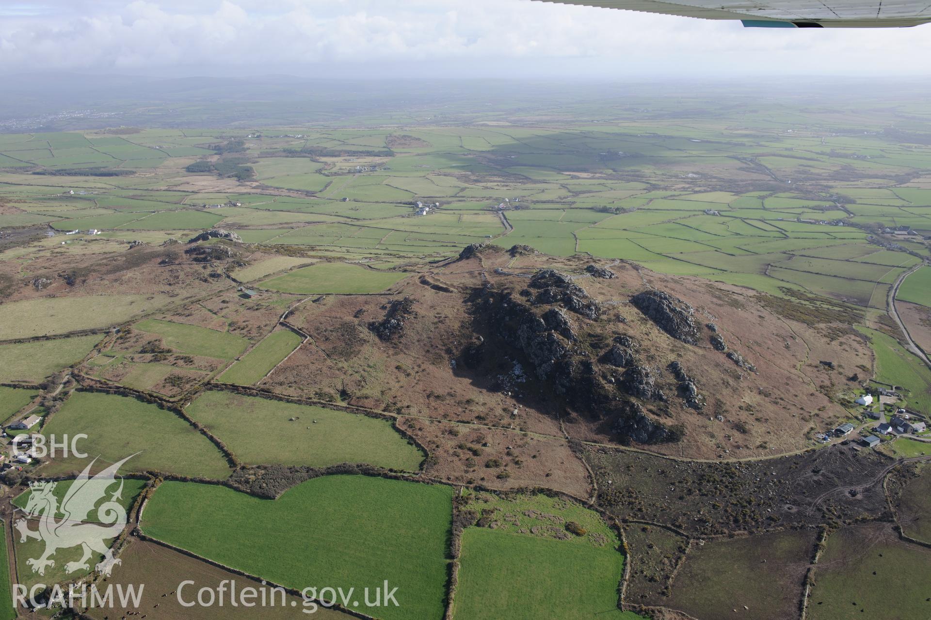 Garn Fawr Camp hillfort. Oblique aerial photograph taken during the Royal Commission's programme of archaeological aerial reconnaissance by Toby Driver on 13th March 2015.