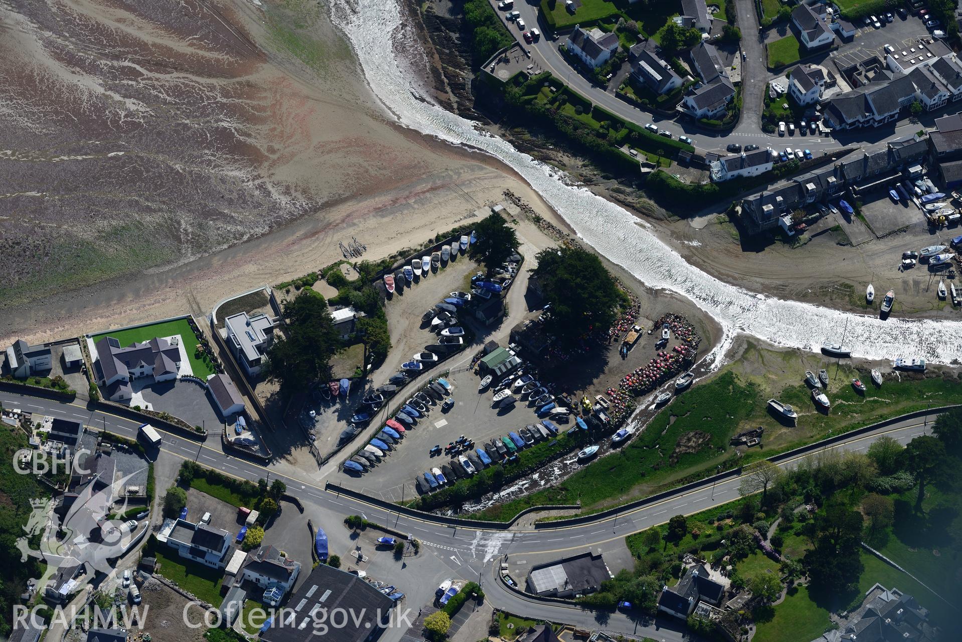 Aerial photography of Abersoch taken on 3rd May 2017.  Baseline aerial reconnaissance survey for the CHERISH Project. ? Crown: CHERISH PROJECT 2017. Produced with EU funds through the Ireland Wales Co-operation Programme 2014-2020. All material made free