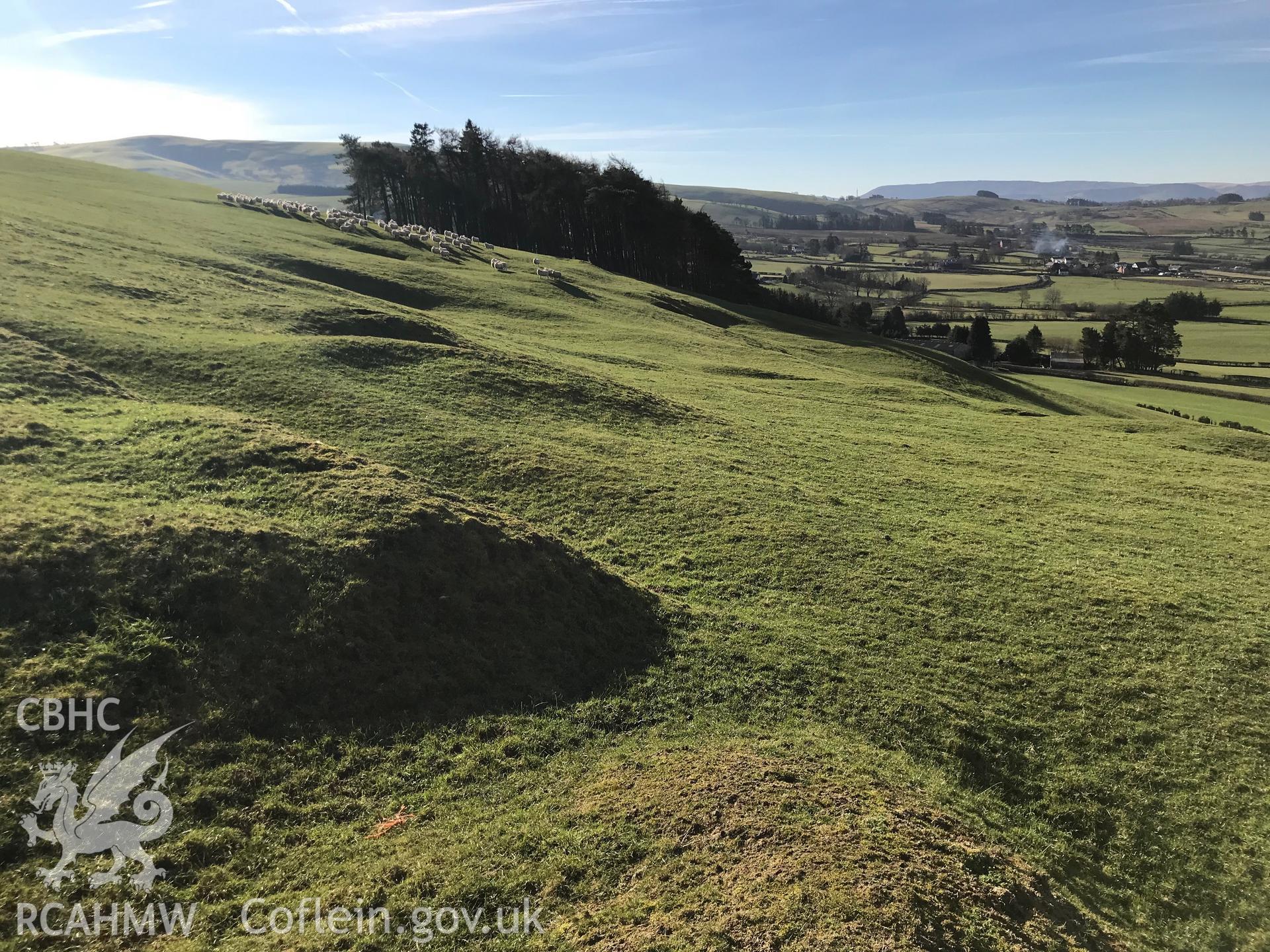 Colour photograph of Beili Bedw settlement complex, St. Harmon, north of Rhayader, taken by Paul R. Davis on 14th February 2019.