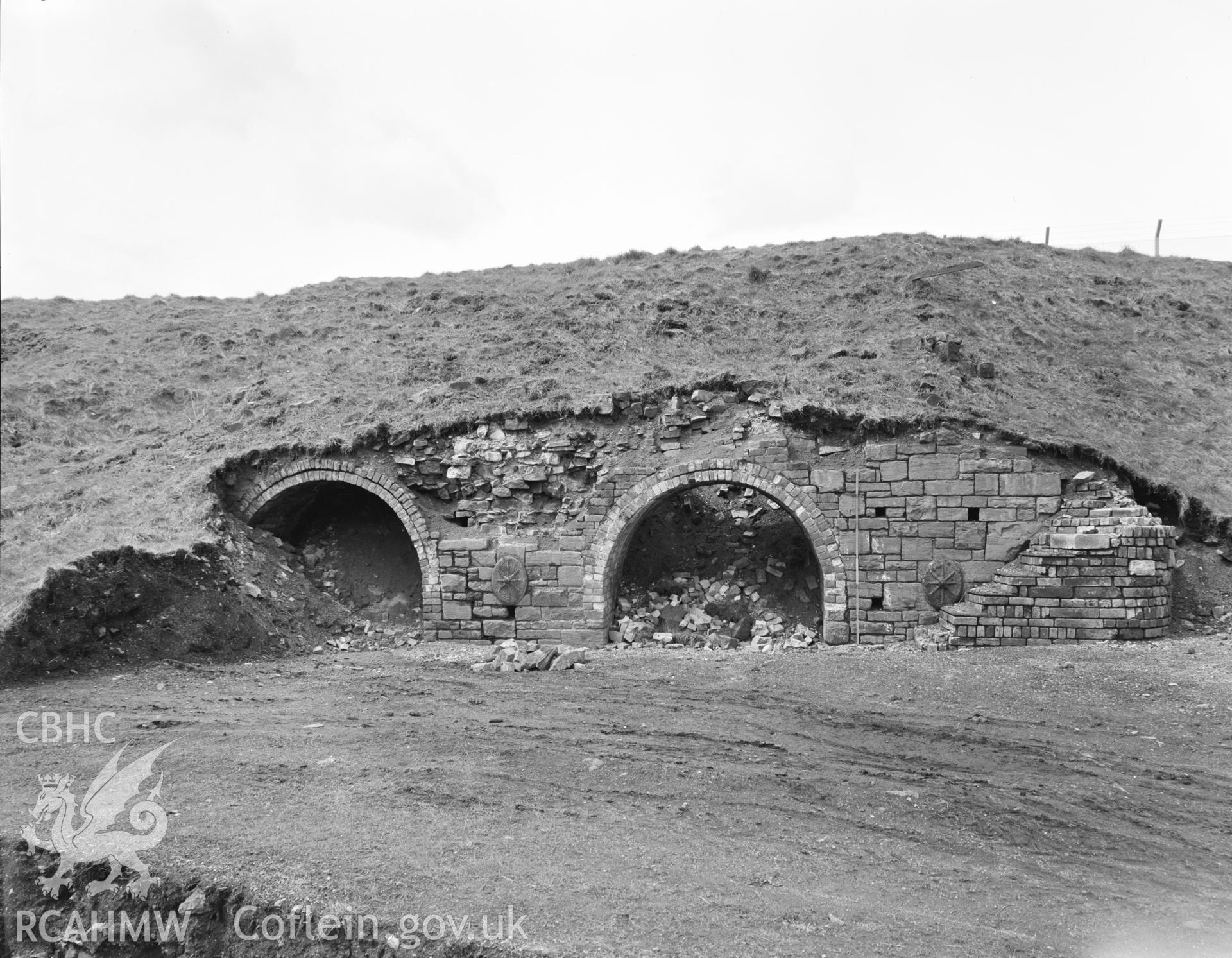 Digital copy of an acetate negative showing view of Blaenavon Ironworks taken by D.O.E. in 1977.