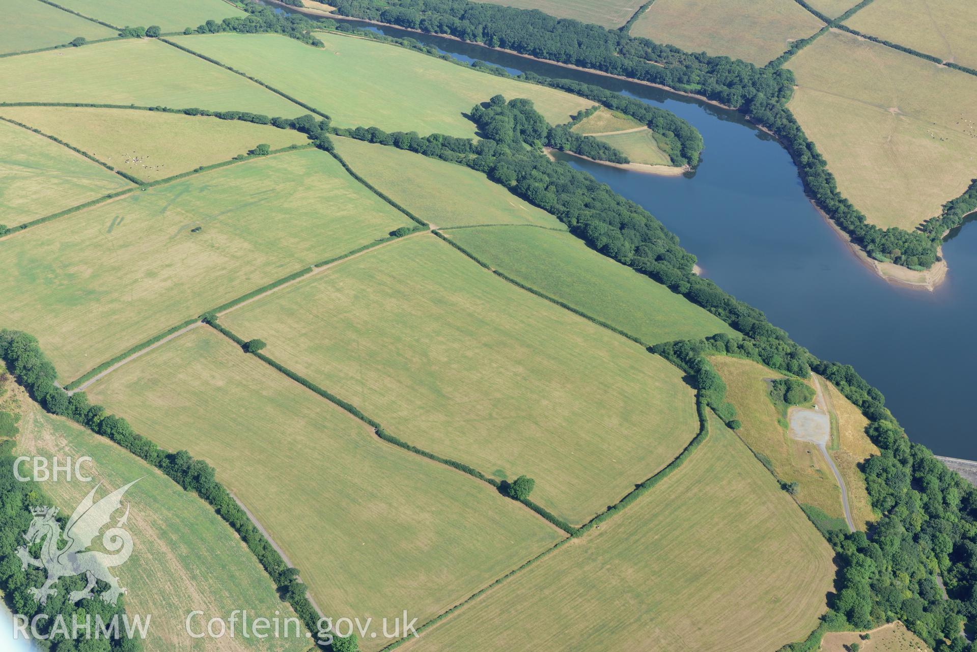 Royal Commission aerial photography of Walton wood or Llys y Fran Romano-British cropmark enclosures taken on 19th July 2018 during the 2018 drought.