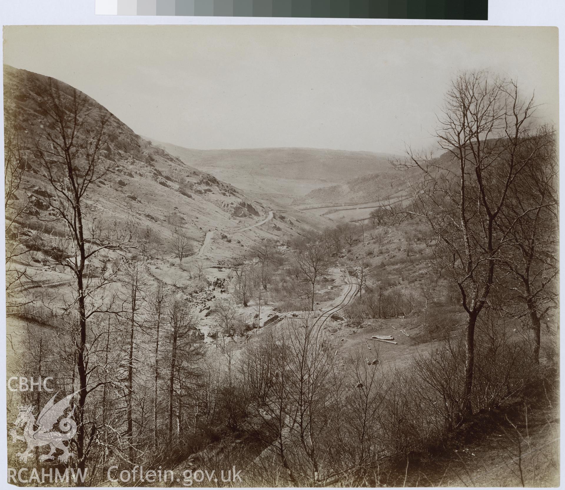 Digital copy of an albumen print from Edward Hubbard Collection showing view of the Elan Valley.