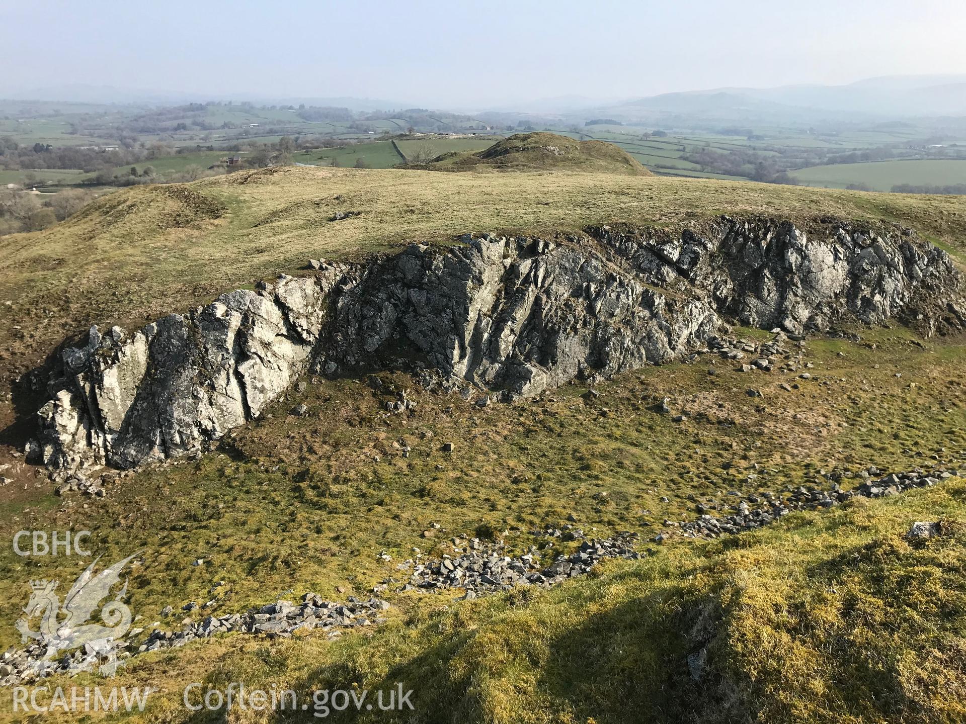 Colour photograph of Cefnllys Castle, east of Llandrindod Wells, taken by Paul R. Davis on 30th March 2019.