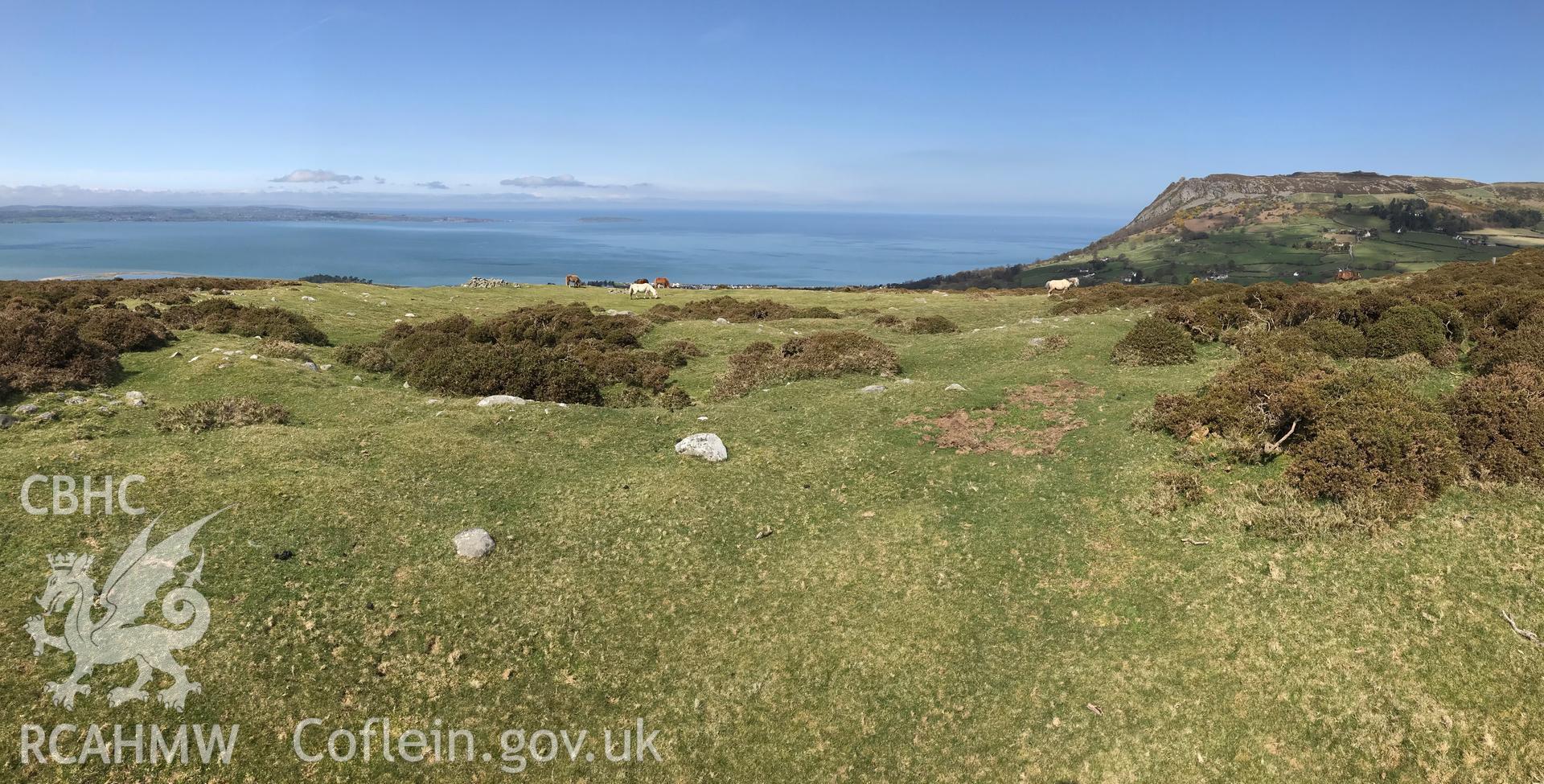 Colour photo showing view of Carreg Fawr Settlement Enclosure, Llanfairfechan, taken by Paul R. Davis, 2018.