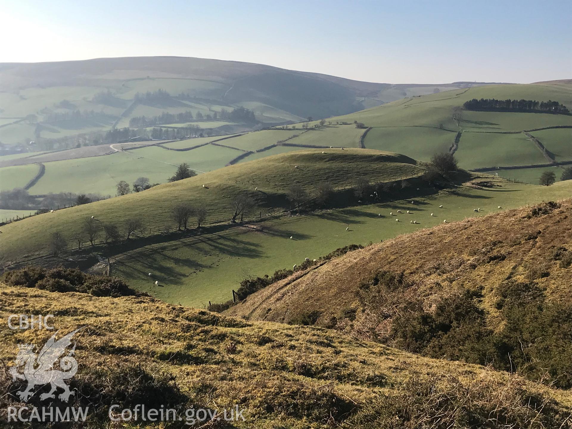 Digital colour photograph of Wern Camp defended enclsoure, Glascwm, north east of Builth Wells, taken by Paul R. Davis on 26th February 2019.