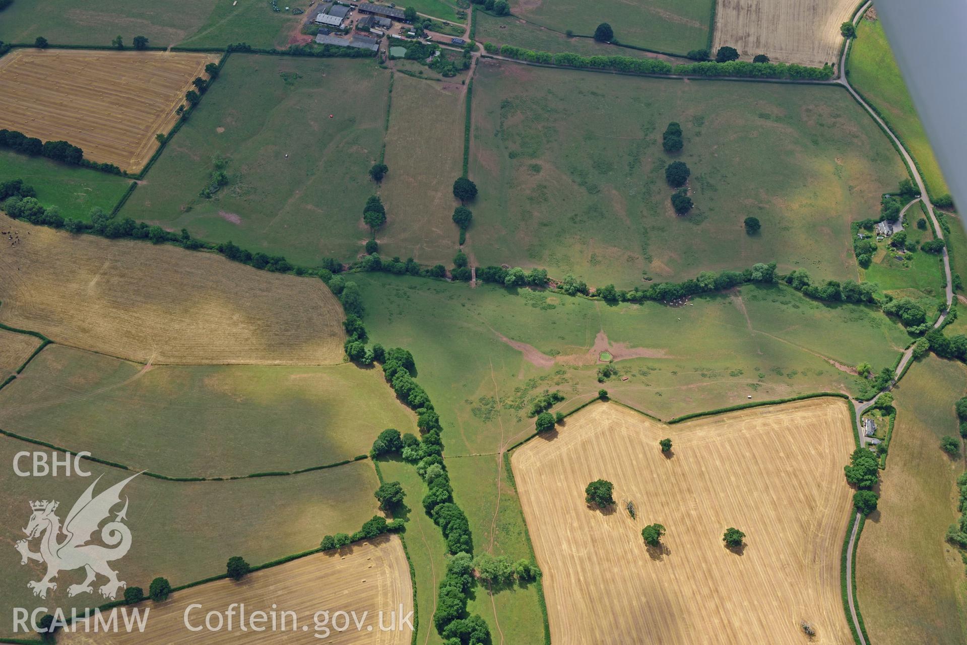 Royal Commission aerial photography of Grace Dieu Abbey taken on 19th July 2018 during the 2018 drought.