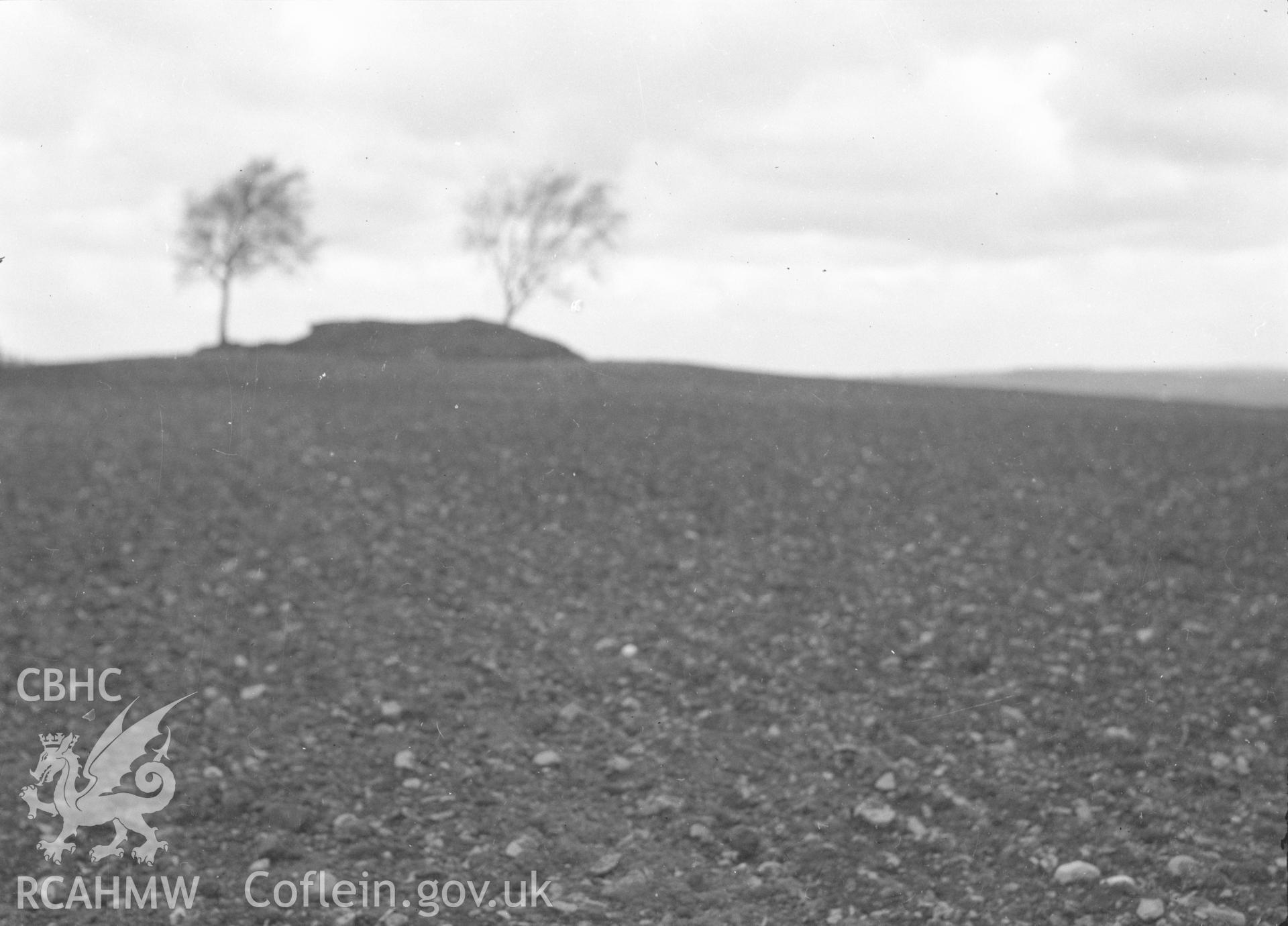 Digital copy of a nitrate negative showing Pant Ifan Tumulus, Caerwys. From the Cadw Monuments in Care Collection.