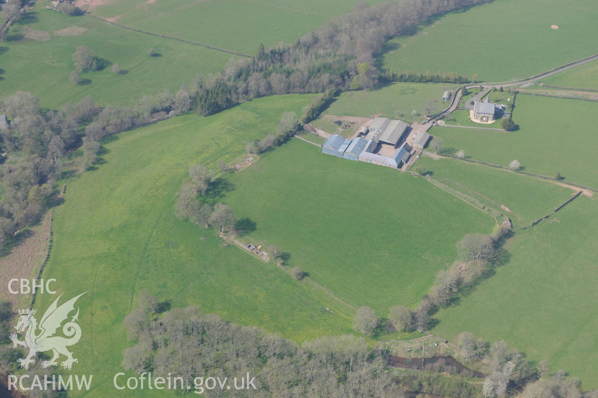 Y Gaer, Brecon Gaer Roman Fort. Oblique aerial photograph taken during the Royal Commission's programme of archaeological aerial reconnaissance by Toby Driver on 21st April 2015