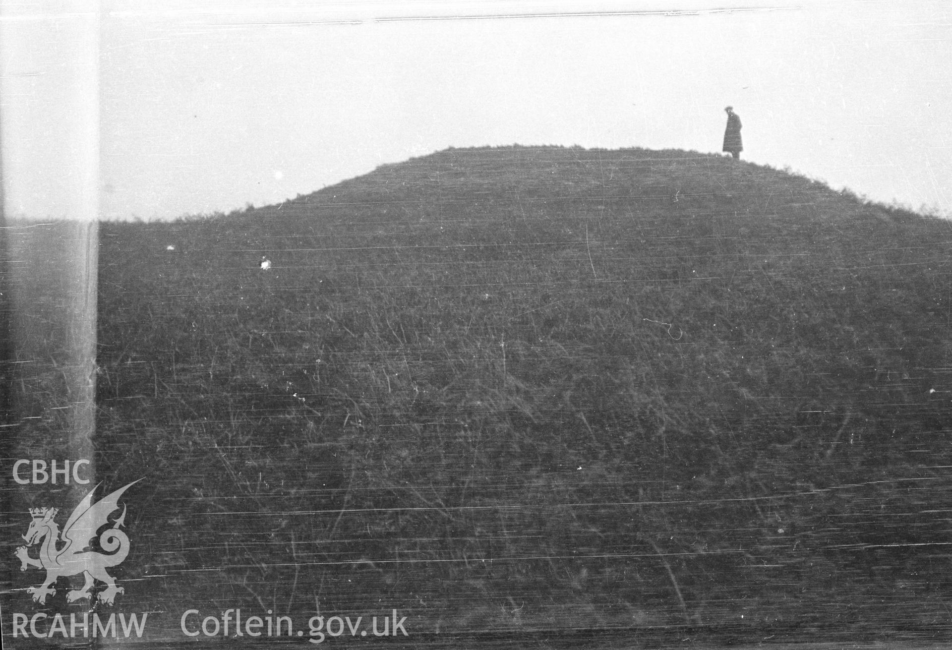 Digital copy of a nitrate negative showing Bryn Tumulus, Flint. From the Cadw Monuments in Care Collection.