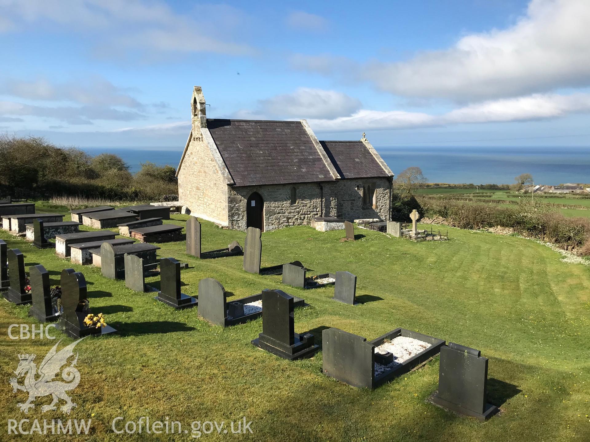 Colour photo showing view of St. Michaels Church, Llanfihangel Din Sylwy, taken by Paul R. Davis, 2018.