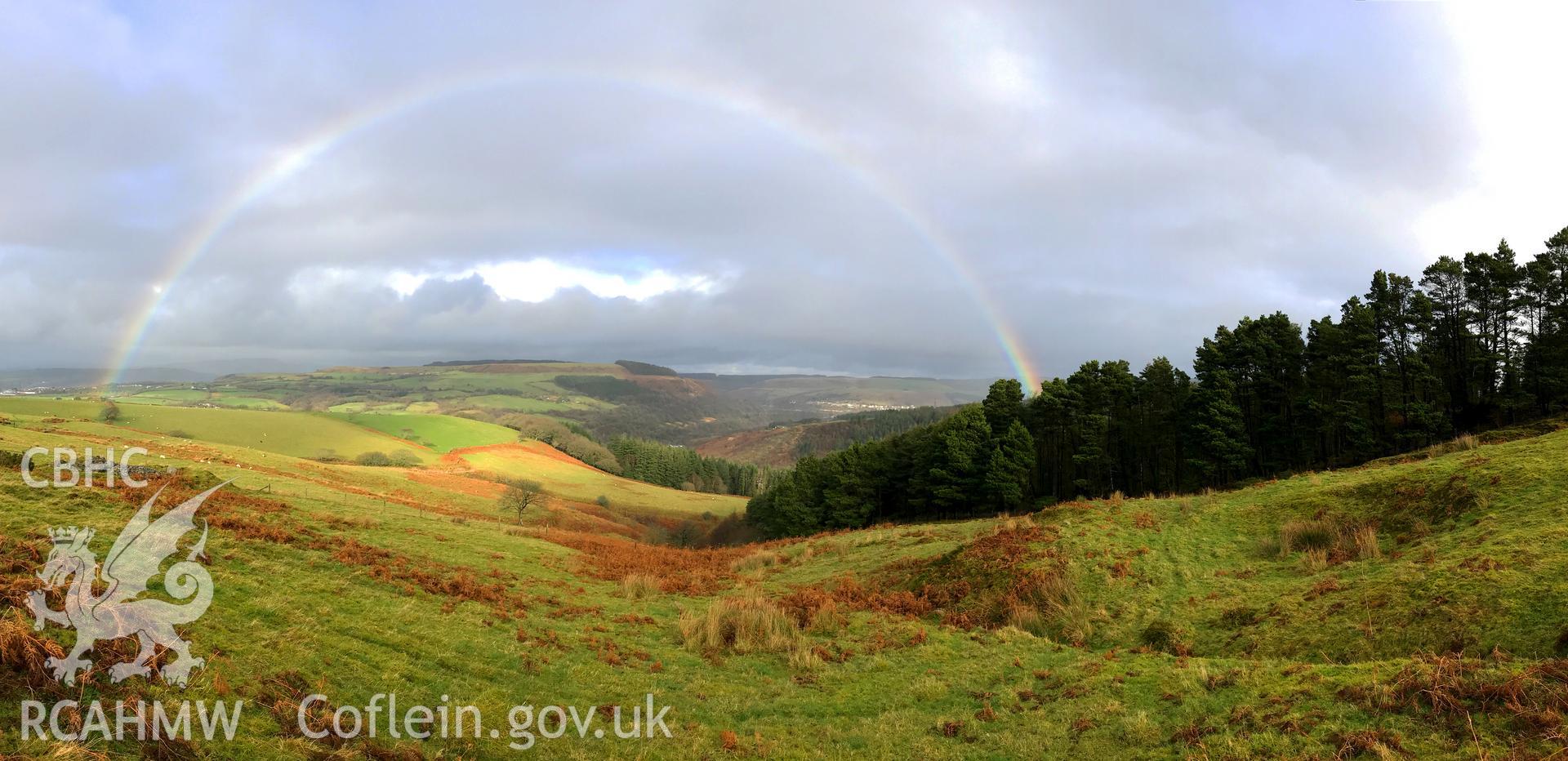 Digital colour photograph showing deserted rural settlement north of Foel Fynyddau, Pelenna, taken by Paul Davis on 12th January 2020.