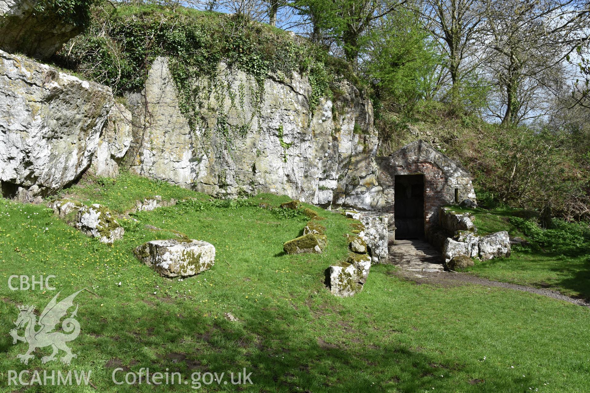 Investigator's photographic survey of St Seiriol's Well for the CHERISH Project. ? Crown: CHERISH PROJECT 2019. Produced with EU funds through the Ireland Wales Co-operation Programme 2014-2020. All material made freely available through the Open Government Licence.