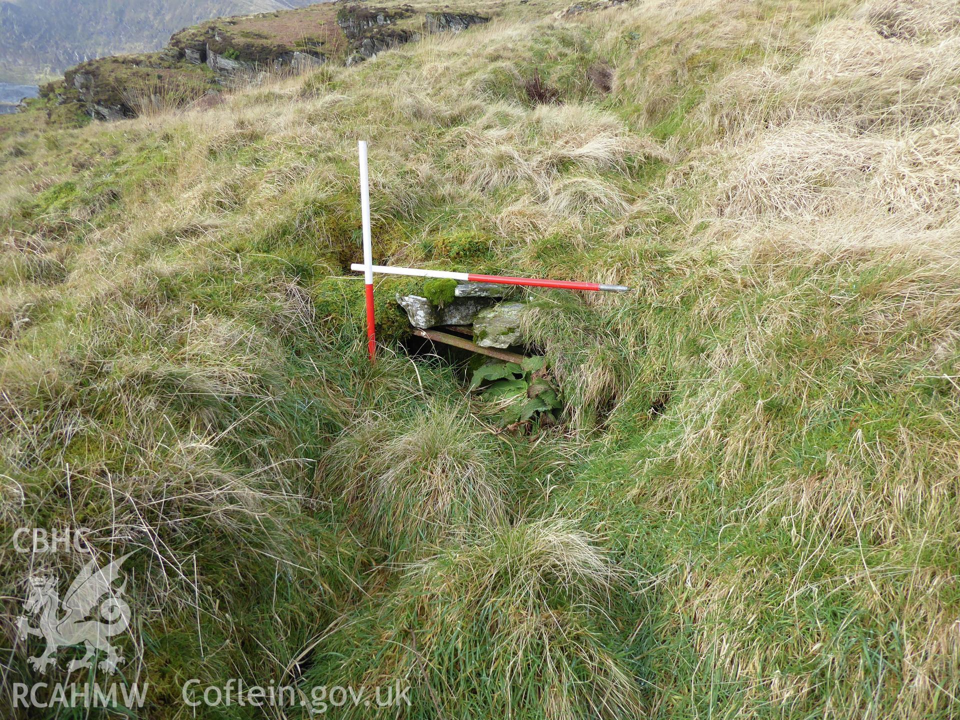 Cribau bridge - a small footbridge, photographed on 11th February 2019 as part of archaeological assessment of Antur Stiniog Downhill Cycle Tracks Extension, conducted by I. P. Brooks of Engineering Archaeological Services Ltd.