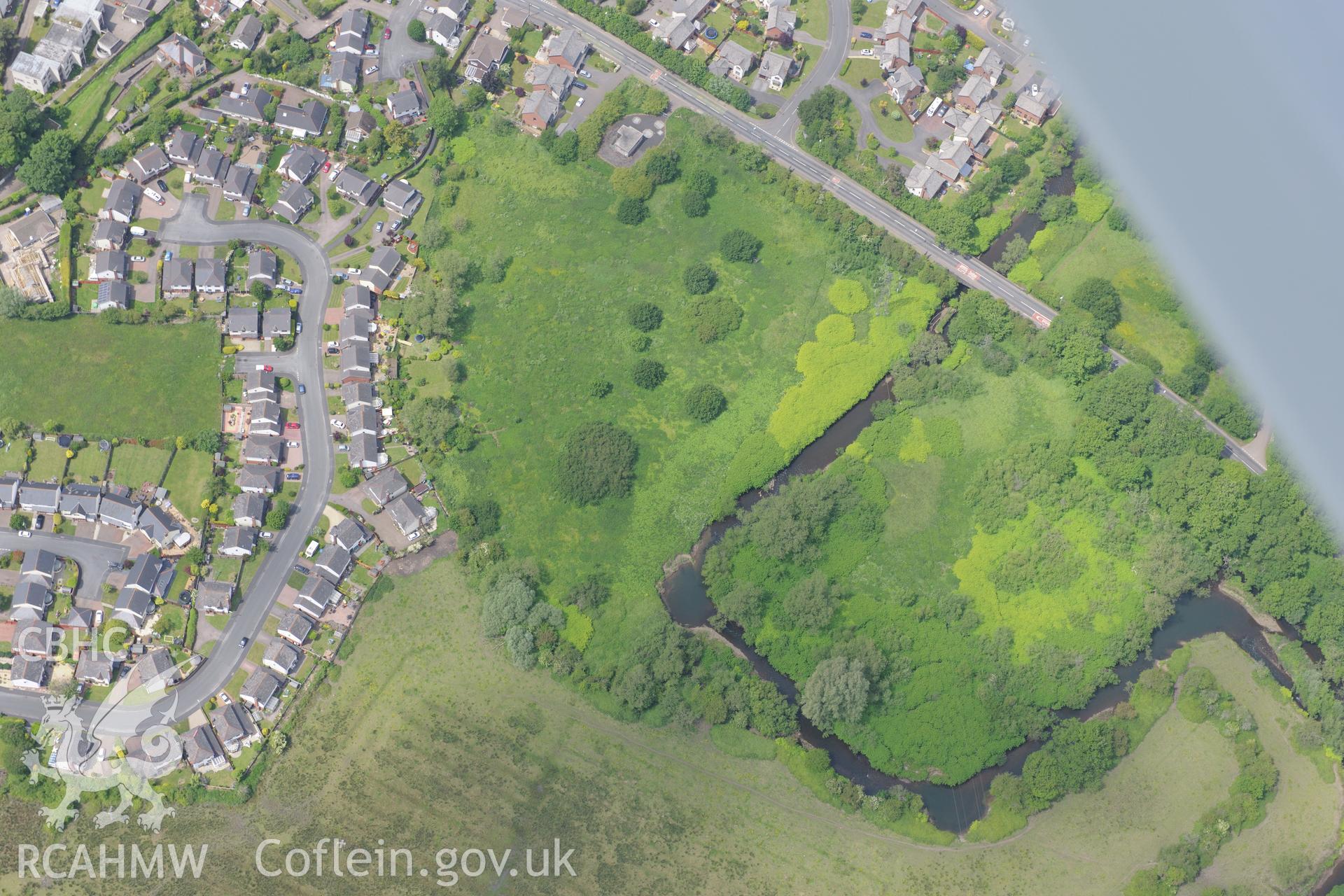 Caerleon town. Oblique aerial photograph taken during the Royal Commission's programme of archaeological aerial reconnaissance by Toby Driver on 11th June 2015.