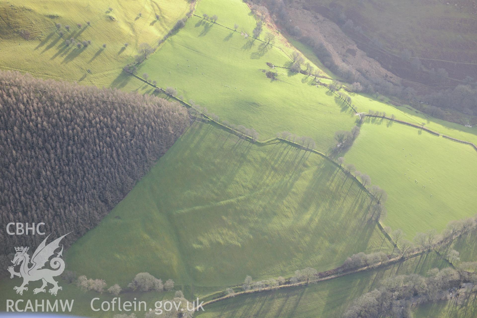 Cothi Roman Aqueduct. Oblique aerial photograph taken during the Royal Commission's programme of archaeological aerial reconnaissance by Toby Driver on 6th January 2015.