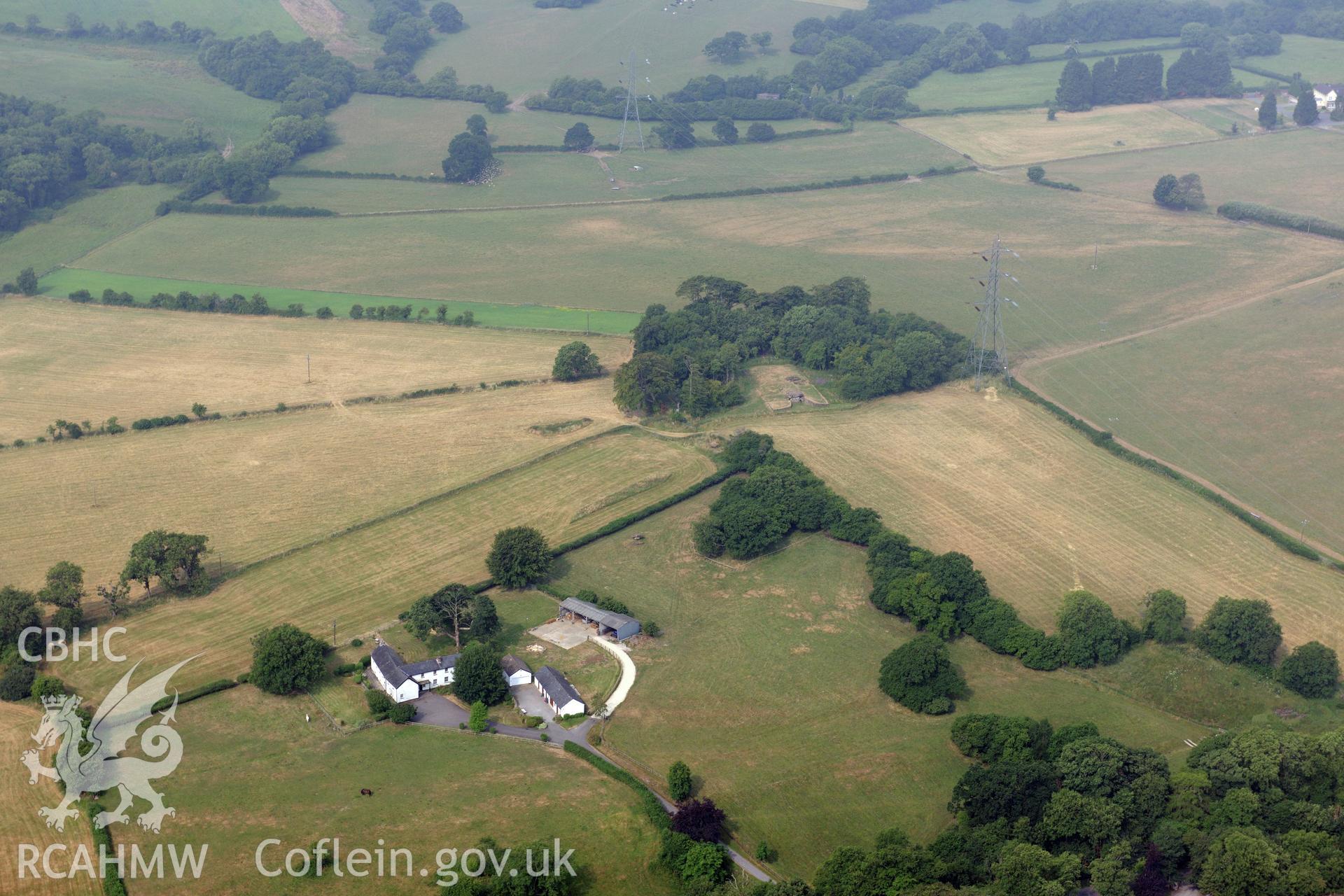 Royal Commission aerial photography of Tinkinswood chambered tomb recorded during drought conditions on 22nd July 2013.