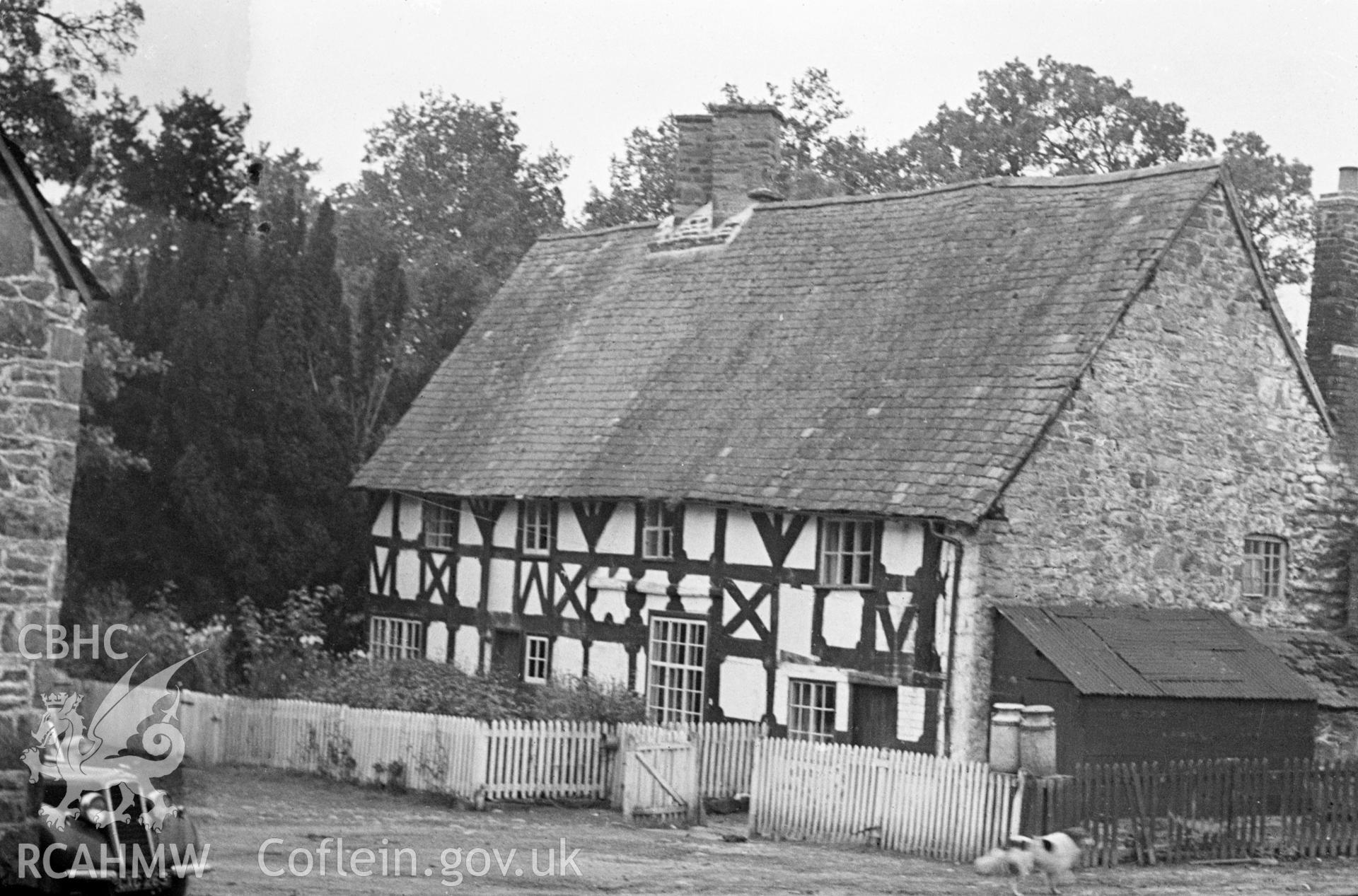 Digital copy of a black and white negative showing exterior view of Ystradfaelog, Llanwnog.