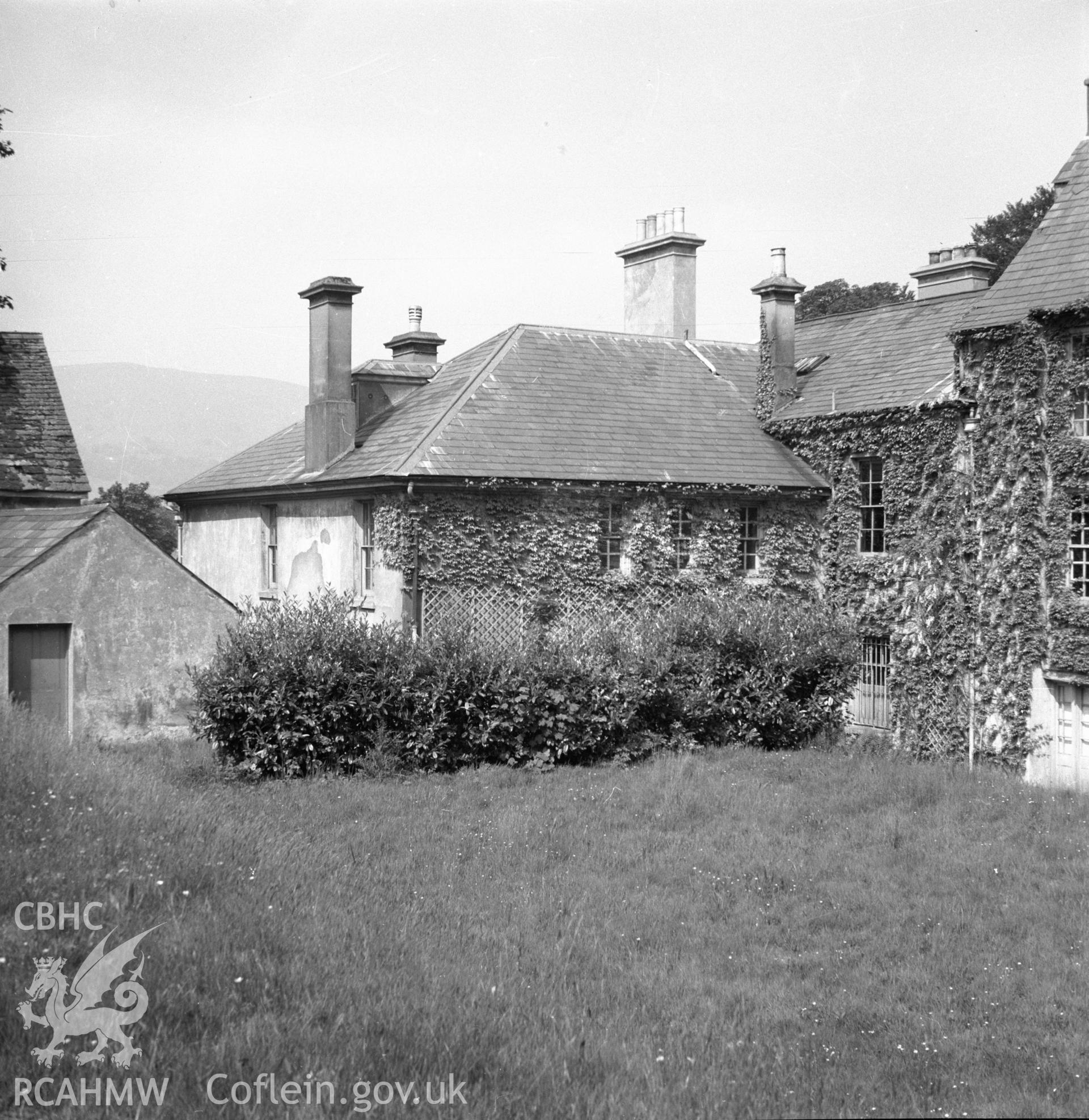 Digital copy of a black and white negative showing Coldbrook House, Abergavenny, June 1954.