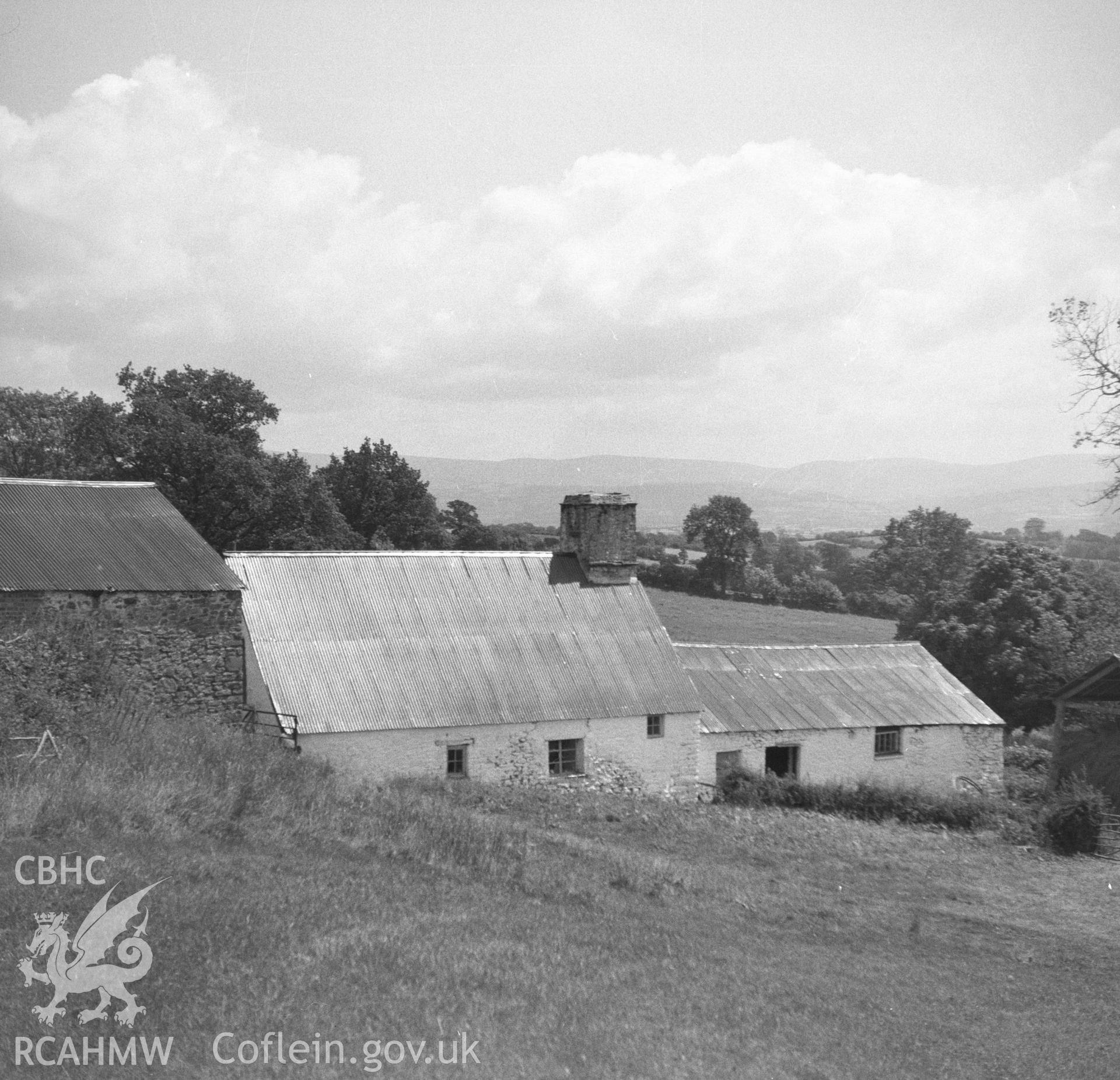 Digital copy of a nitrate negative showing exterior view of Cwm Cilath, Llansadwrn.