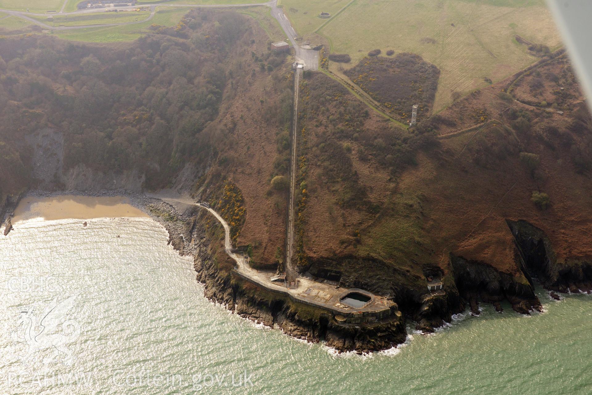 Royal Commission aerial photograph of Aberporth Range taken on 27th March 2017. Baseline aerial reconnaissance survey for the CHERISH Project. ? Crown: CHERISH PROJECT 2017. Produced with EU funds through the Ireland Wales Co-operation Programme 2014-2020. All material made freely available through the Open Government Licence.