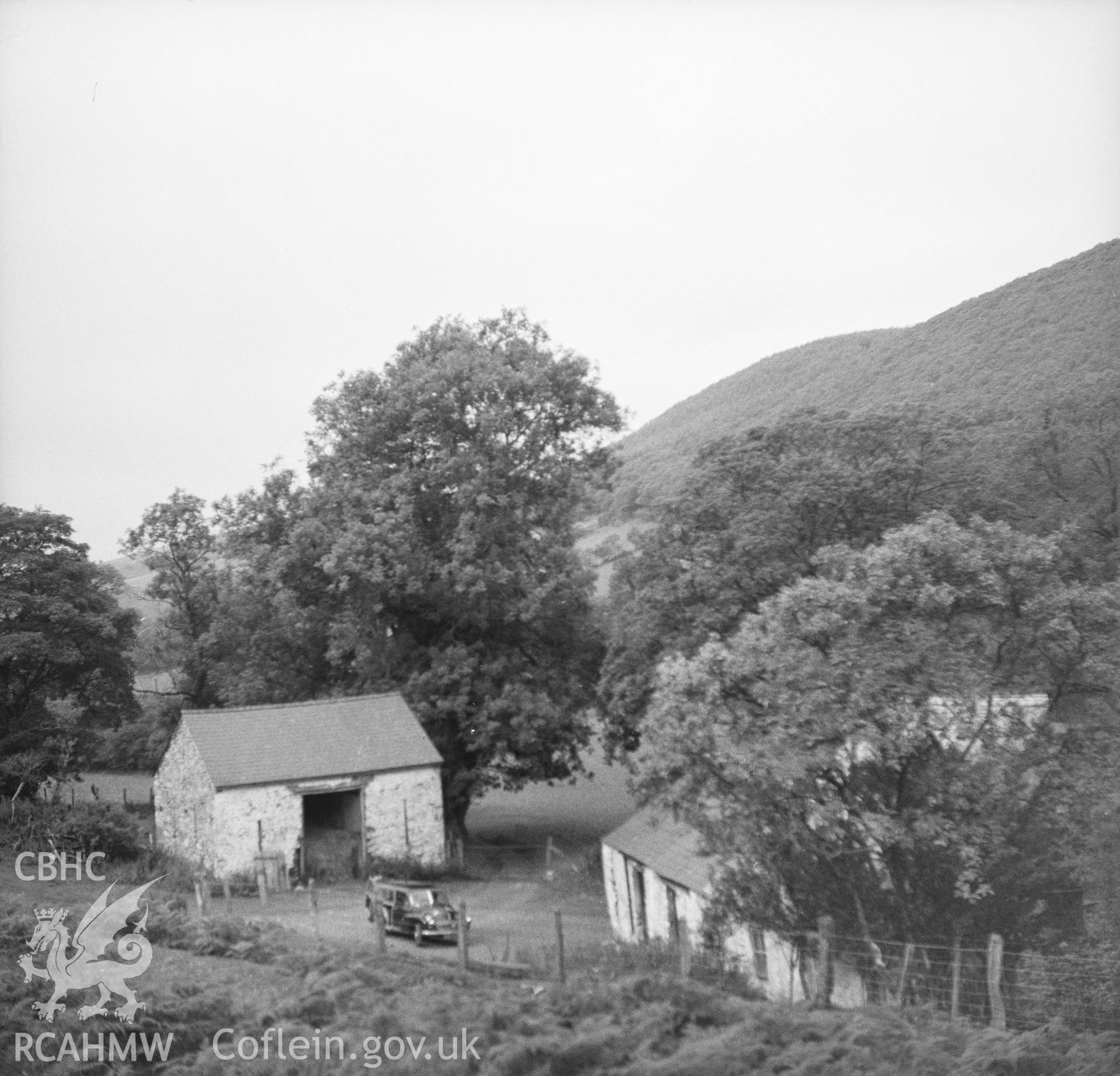 Digital copy of a black and white nitrate negative showing exterior view of Erw Domi, Porth-y-Rhyd, Carmarthenshire