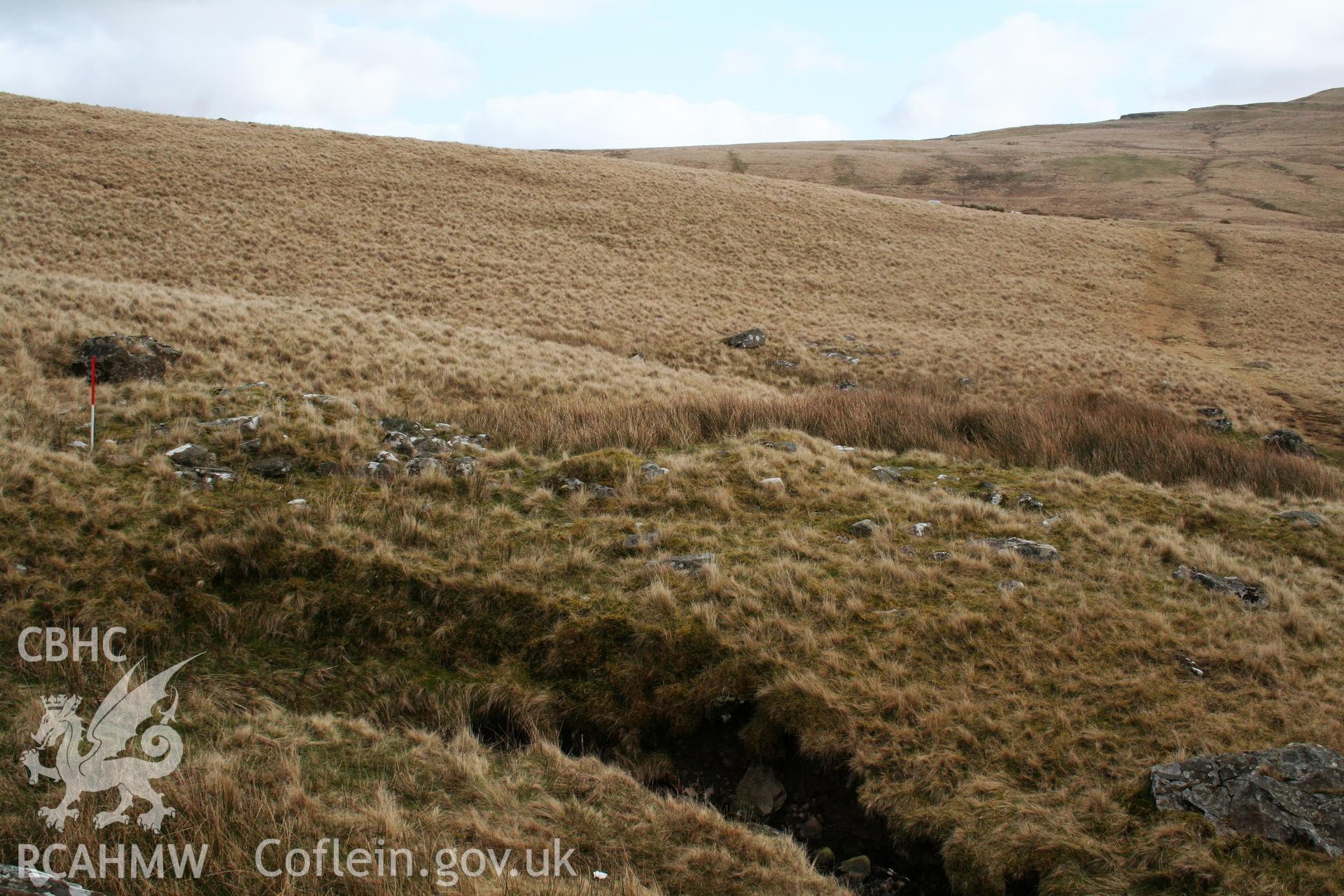 One of two longhuts of DRS seen from the west; 1m scale to left of picture.