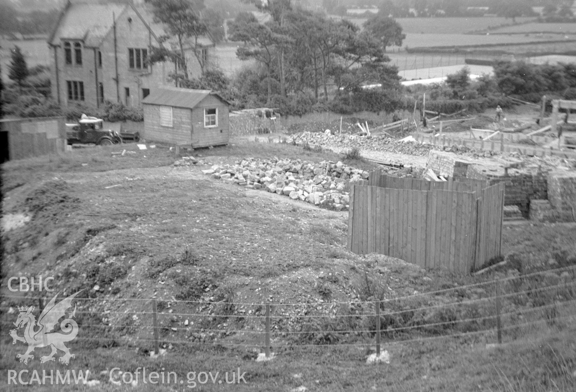 Digital copy of a nitrate negative showing view of Civil War Earthworks.